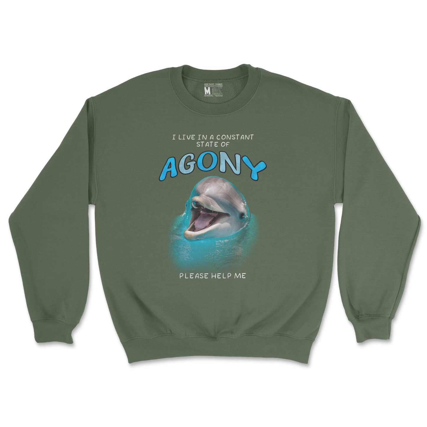 Gildan SoftStyle Crew Neck Agony Dolphin in Military Green