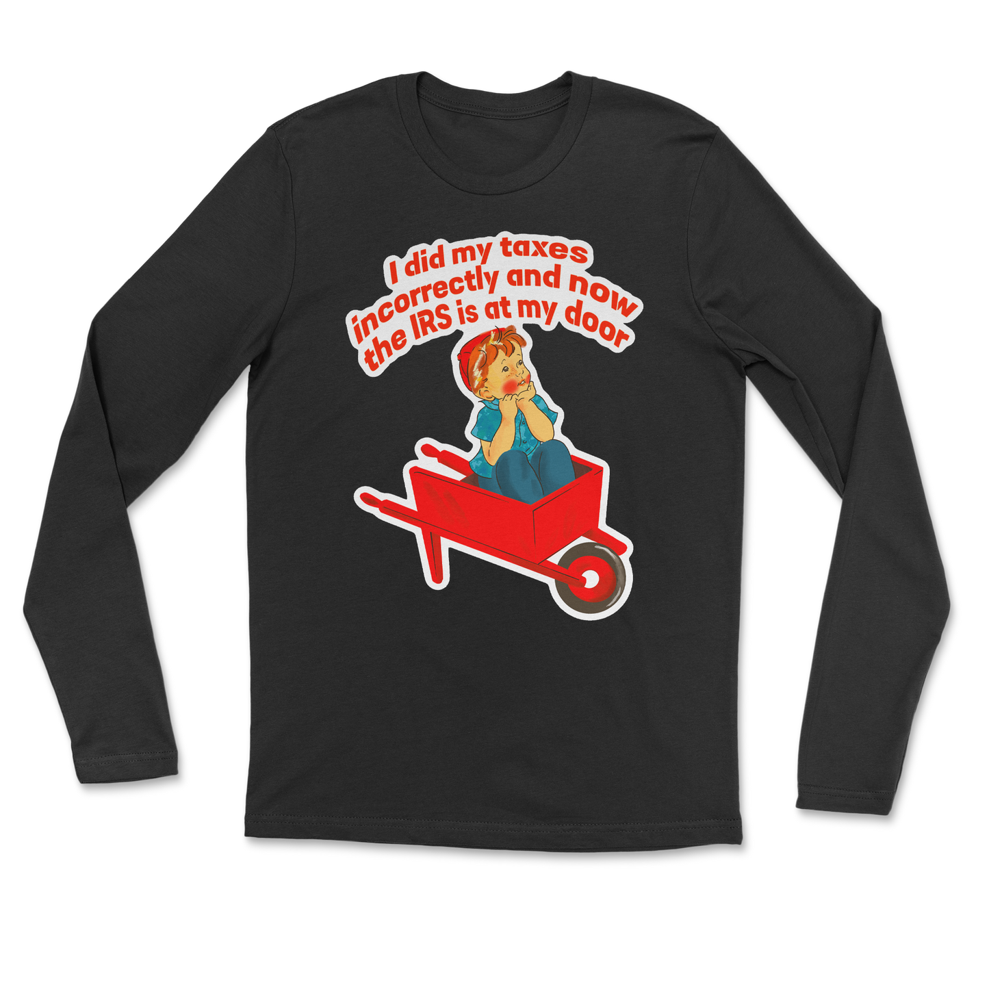 Heavy Blend Long Sleeve Here Comes the IRS in Black