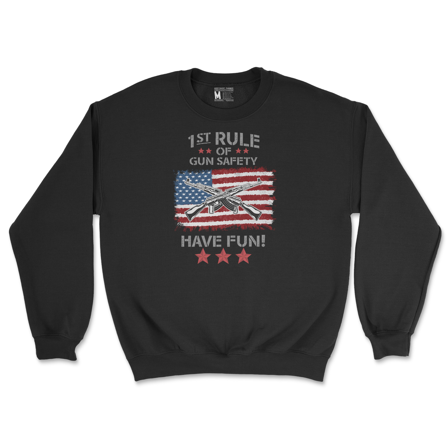 Gildan SoftStyle Crew Neck 1st Rule of Gun Safety in Black