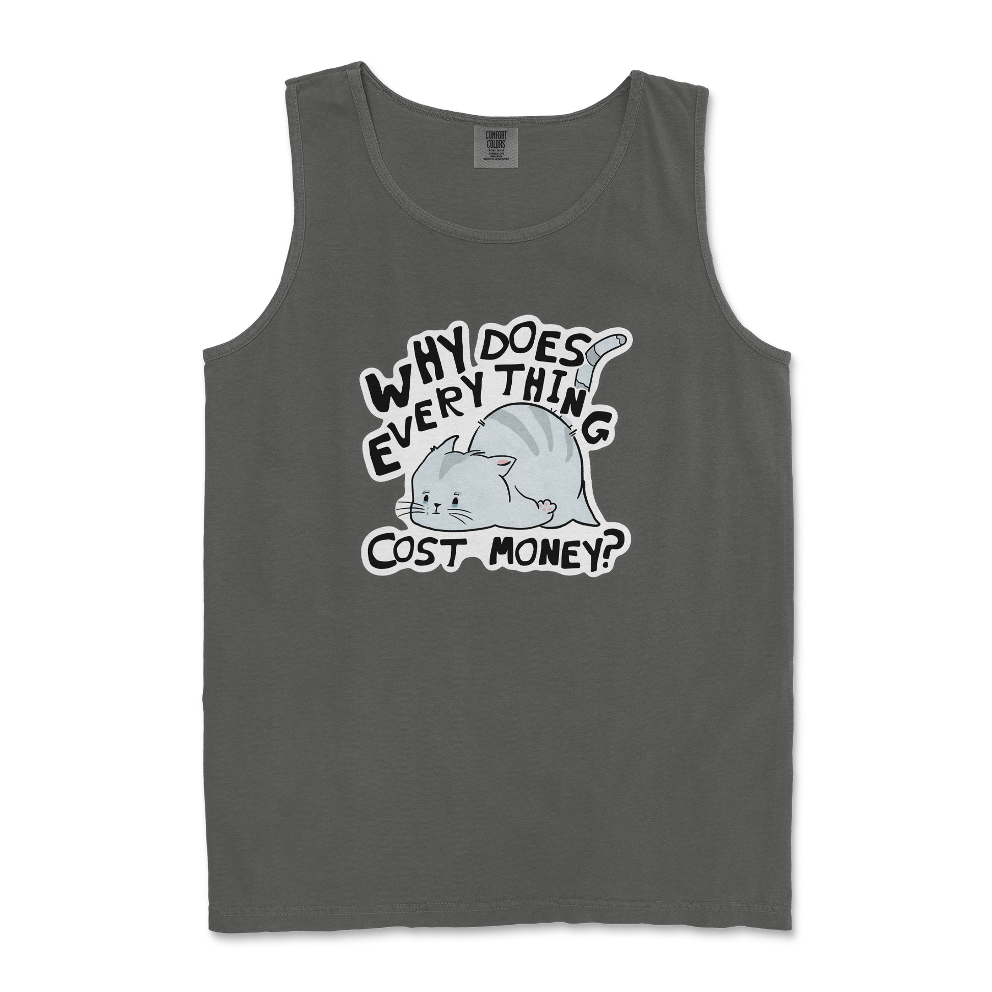 Comfort Colors Tank Top Broke Cat in Pepper