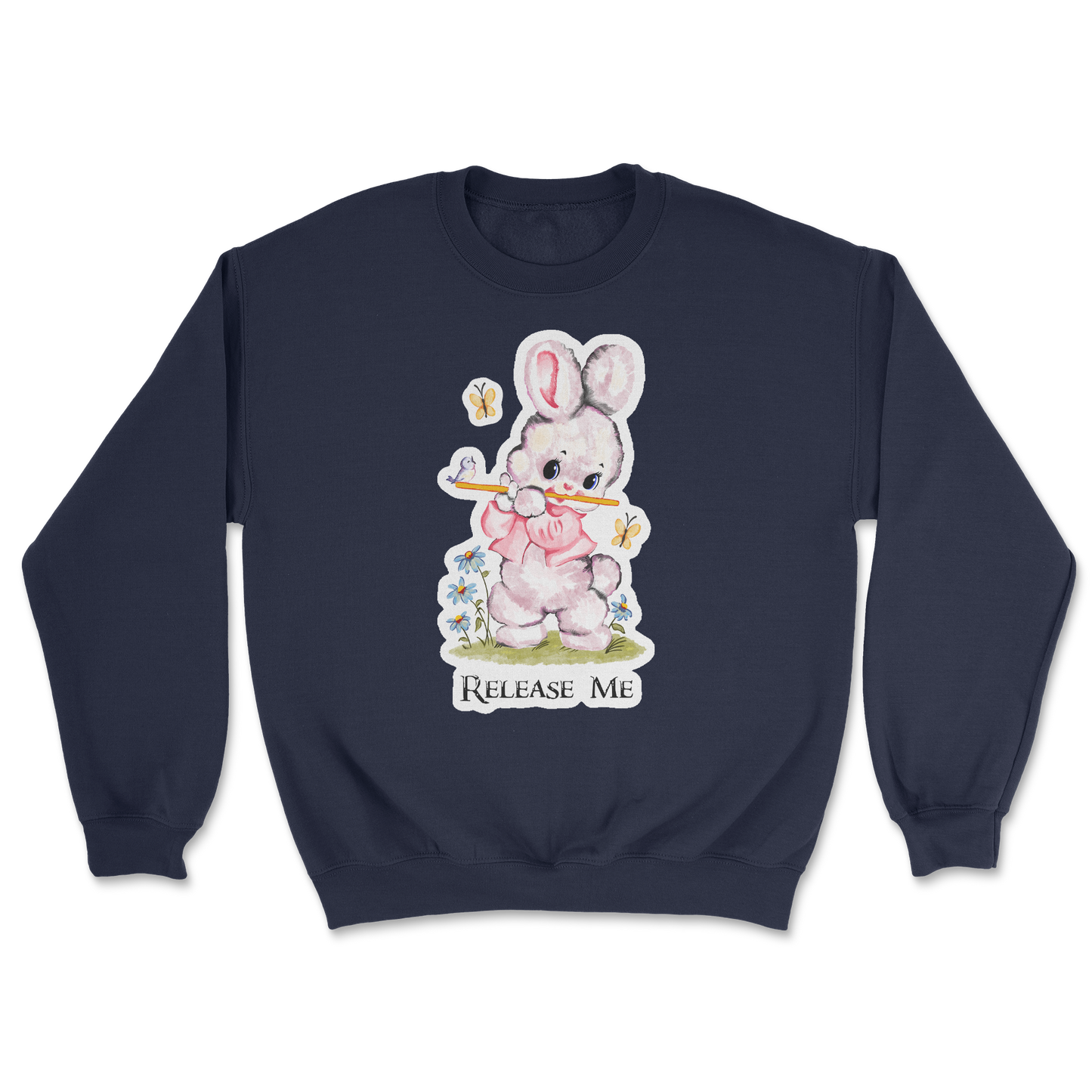Heavy Blend Crew Neck Cute Bunny in Navy