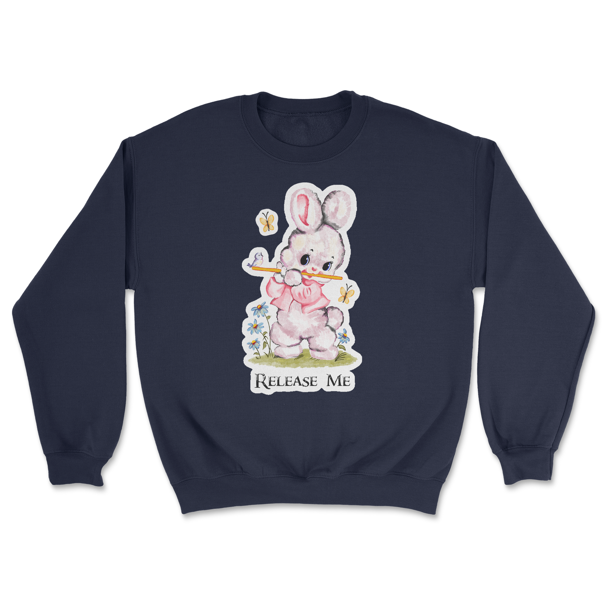 Heavy Blend Crew Neck Cute Bunny in Navy