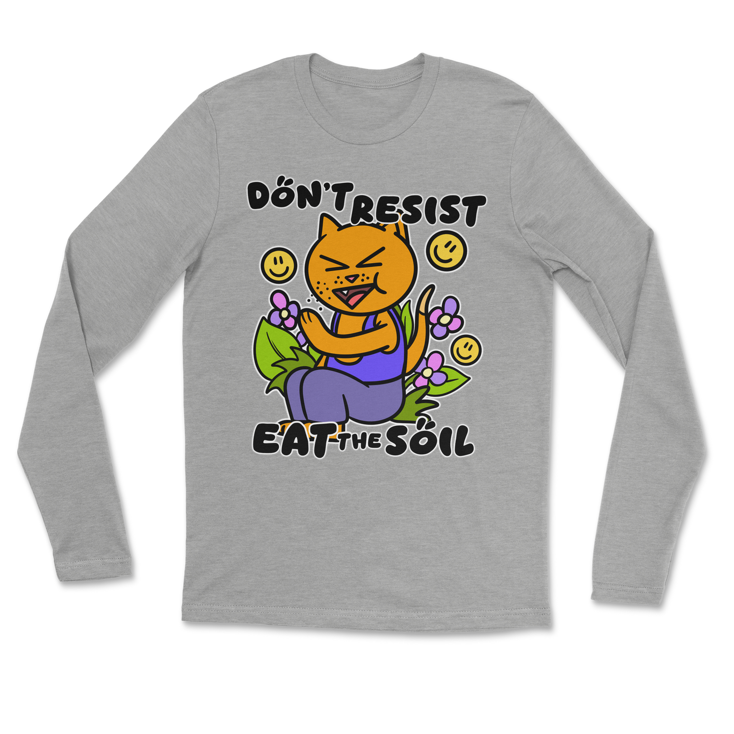 The Nice Shirt Long Sleeve Eat The Soil in Heather-Gray