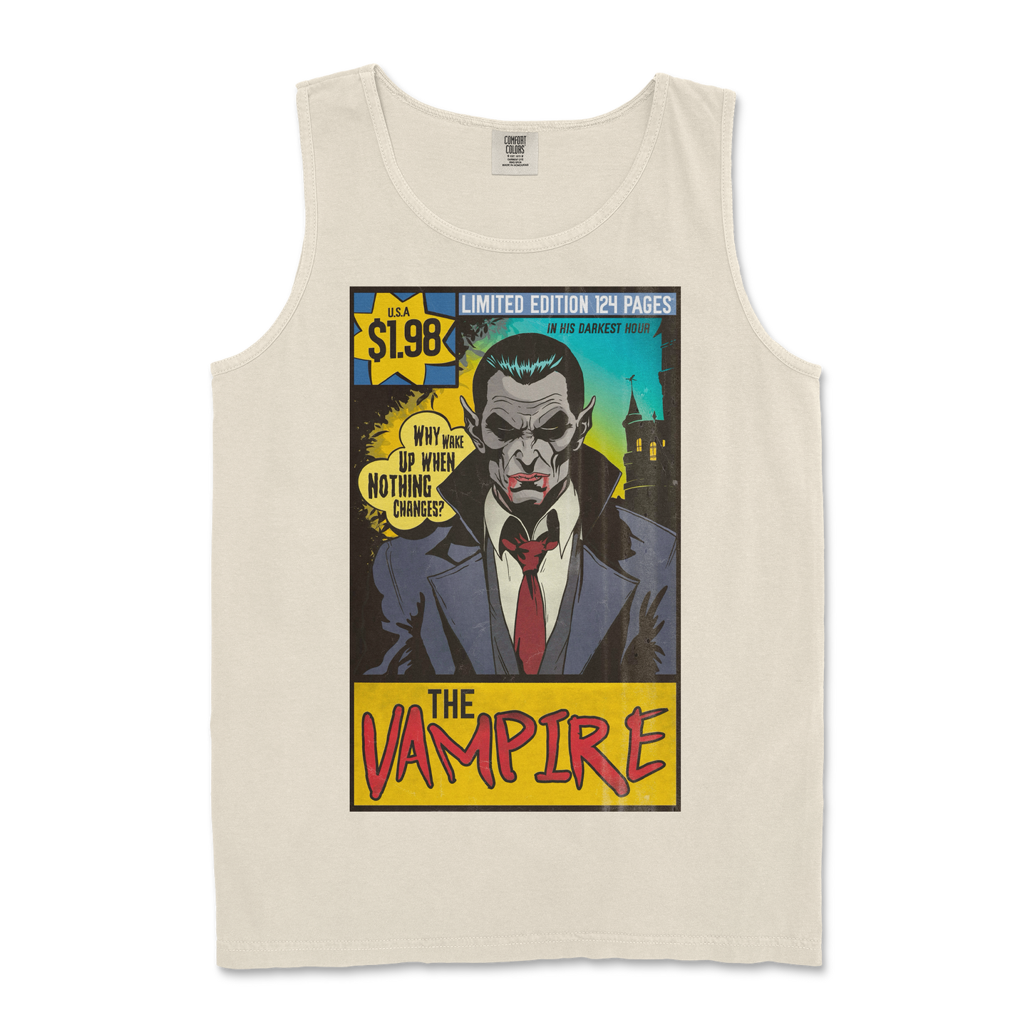 Comfort Colors Tank Top Sad Vampire in Ivory