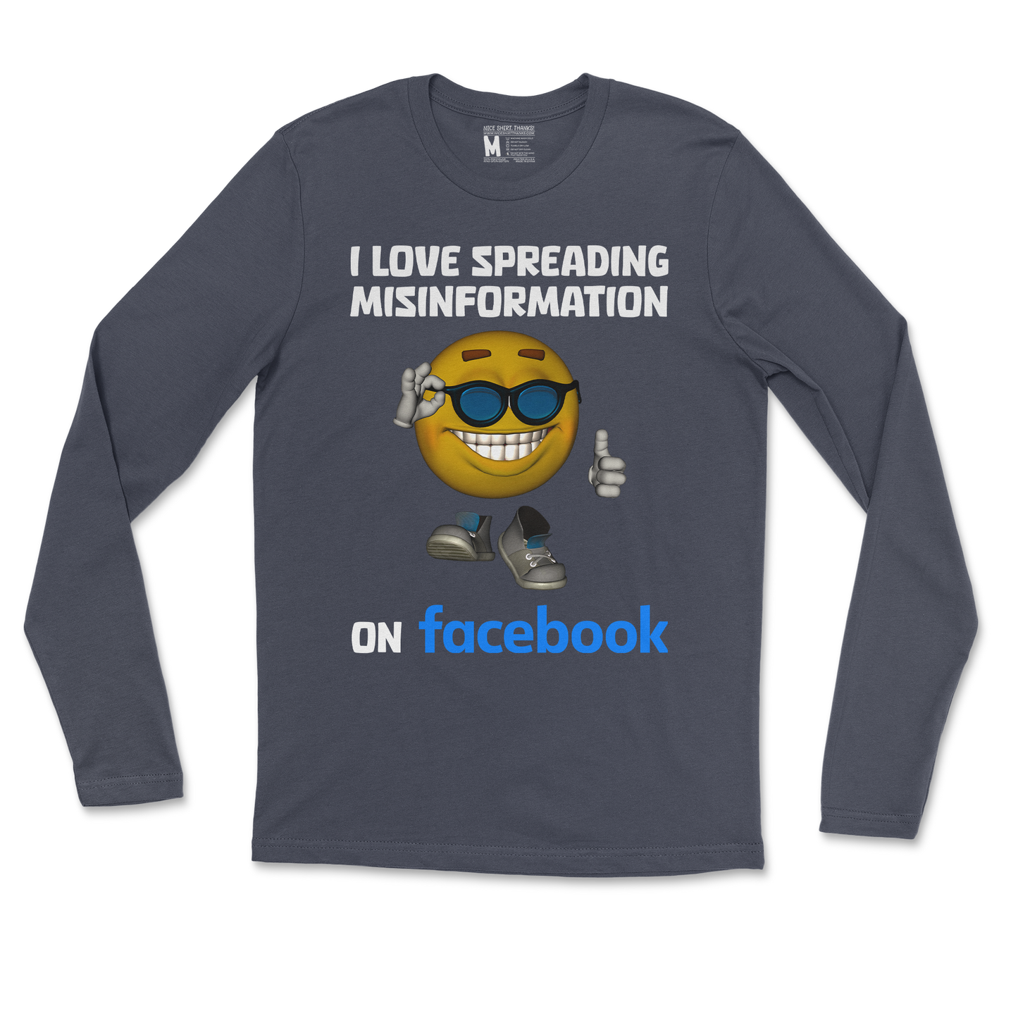 Gildan SoftStyle Long Sleeve Spreadin Misinformation in Navy