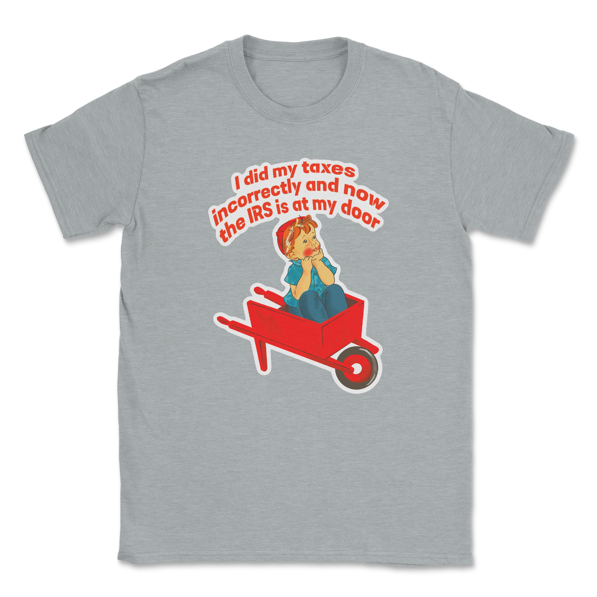 Heavy Blend T-Shirt Here Comes the IRS in Sports Grey