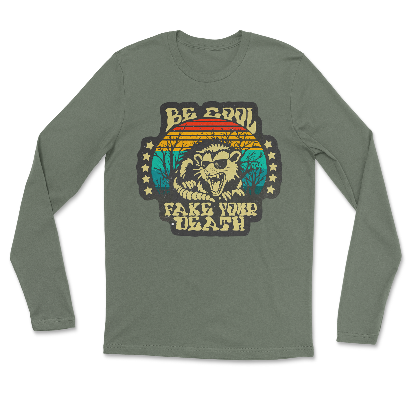 Heavy Blend Long Sleeve Fake Your Death in Military Green