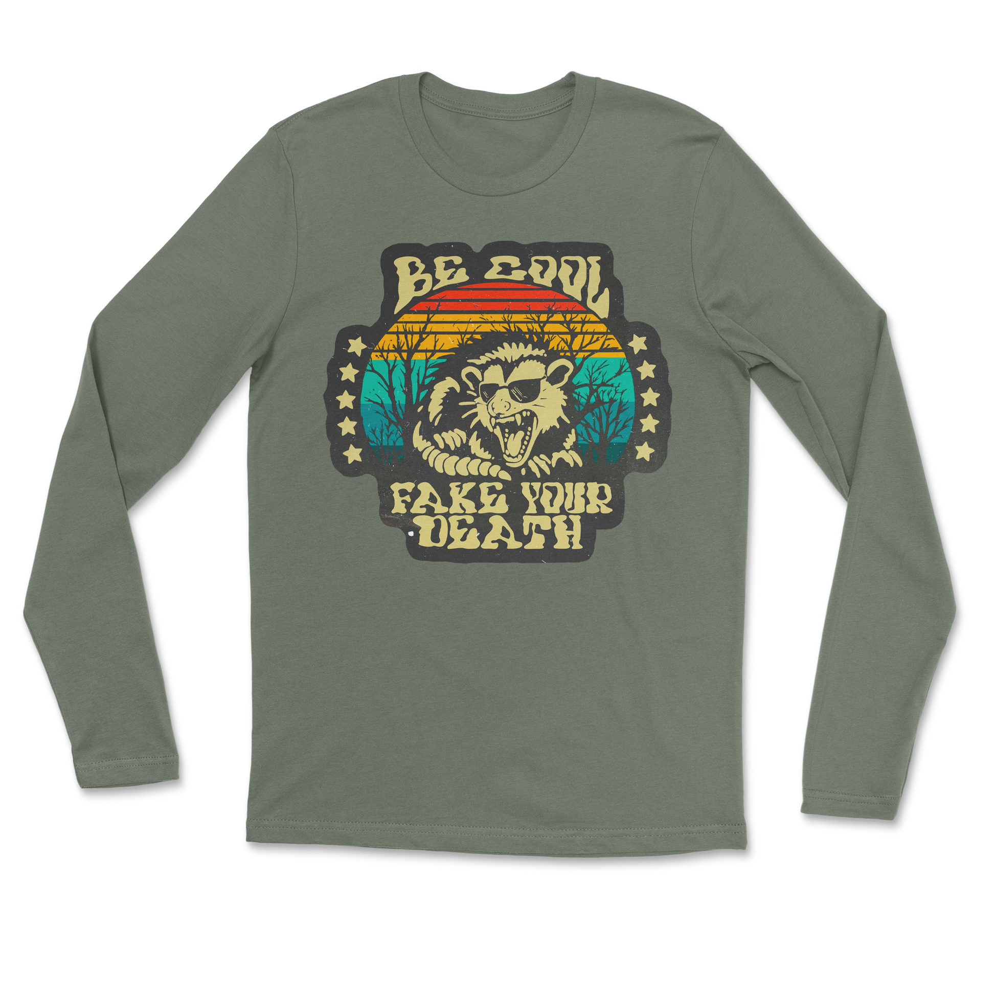 Heavy Blend Long Sleeve Fake Your Death in Military Green