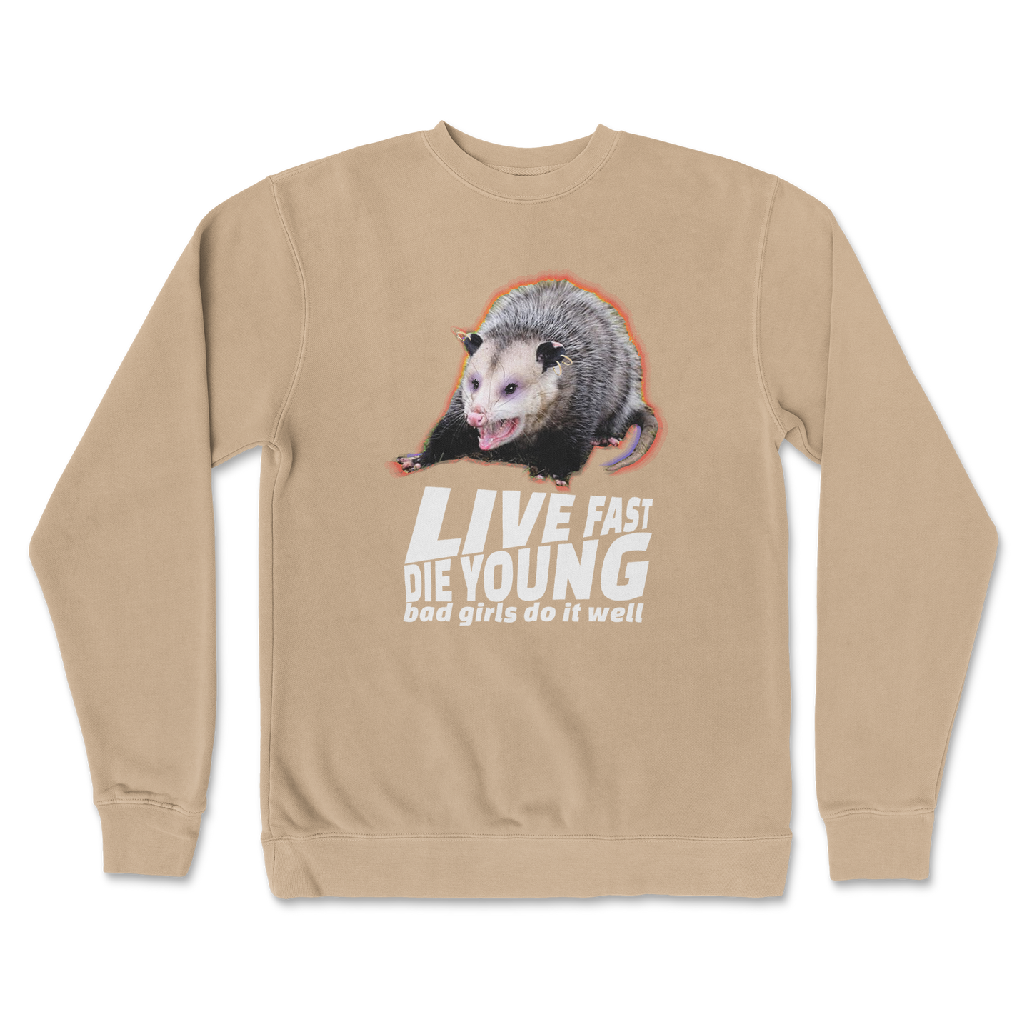 Independent Clothing Co. Crew Neck Live Fast Die Young in Sandstone