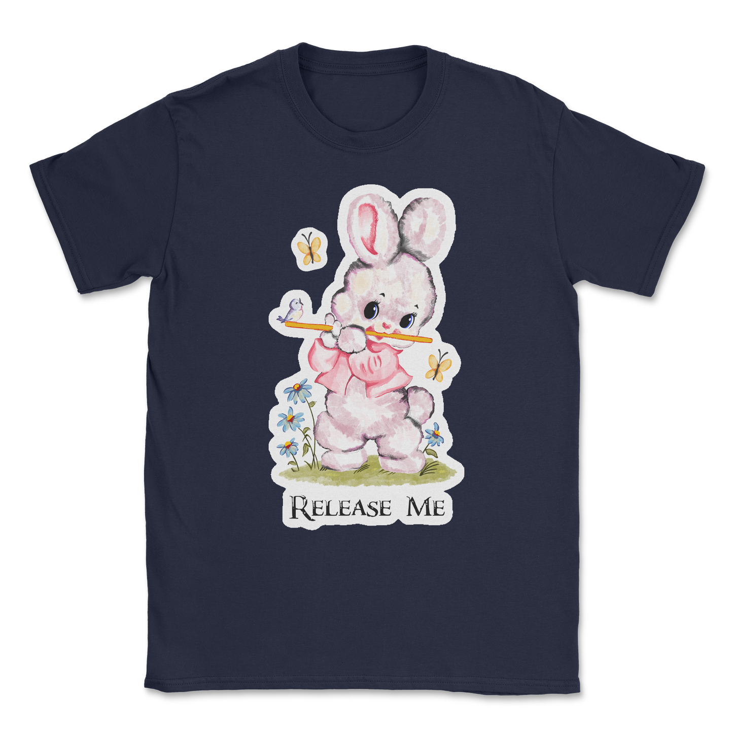 Heavy Blend T-Shirt Cute Bunny in Navy