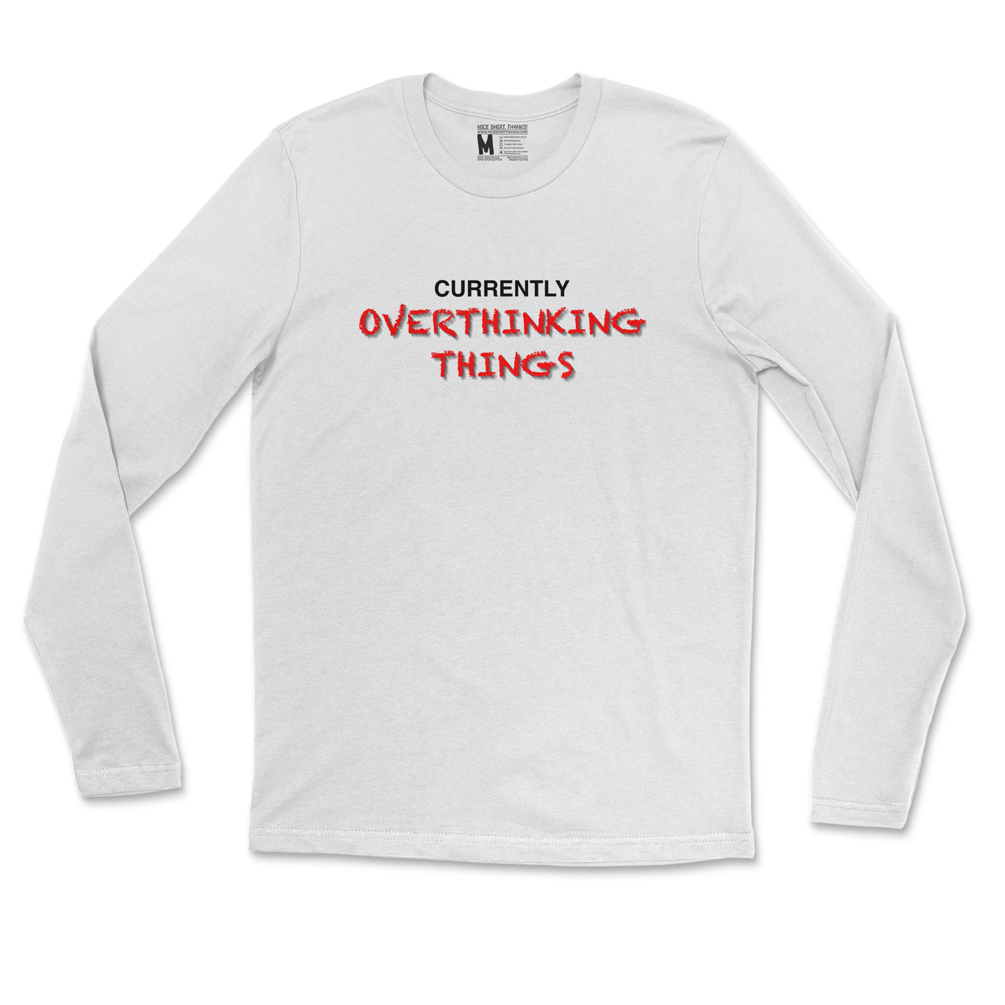 Gildan SoftStyle Long Sleeve For Our Lil Overthinker in White