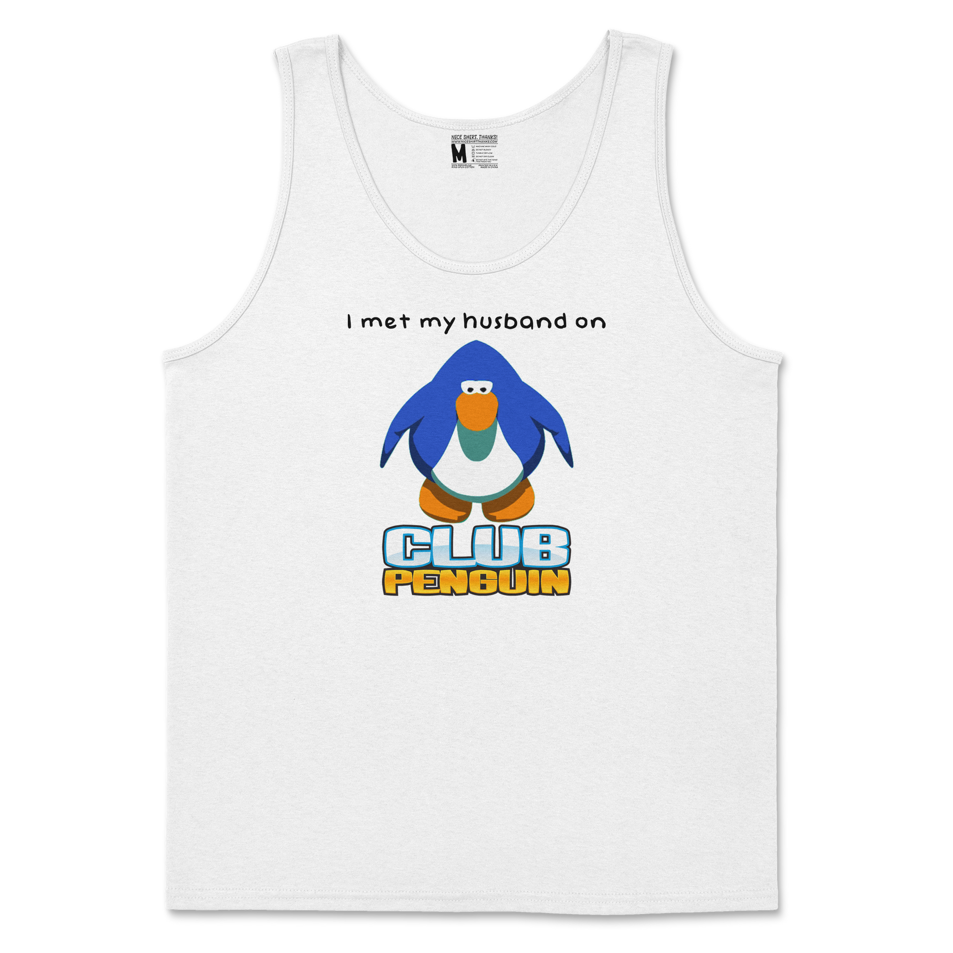 Gildan SoftStyle Tank Top Club Penguin Husband  in White