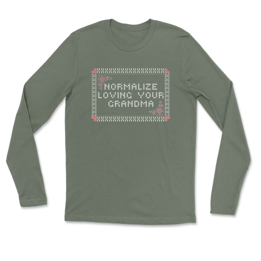 Heavy Blend Long Sleeve Cross Stitch in Military Green