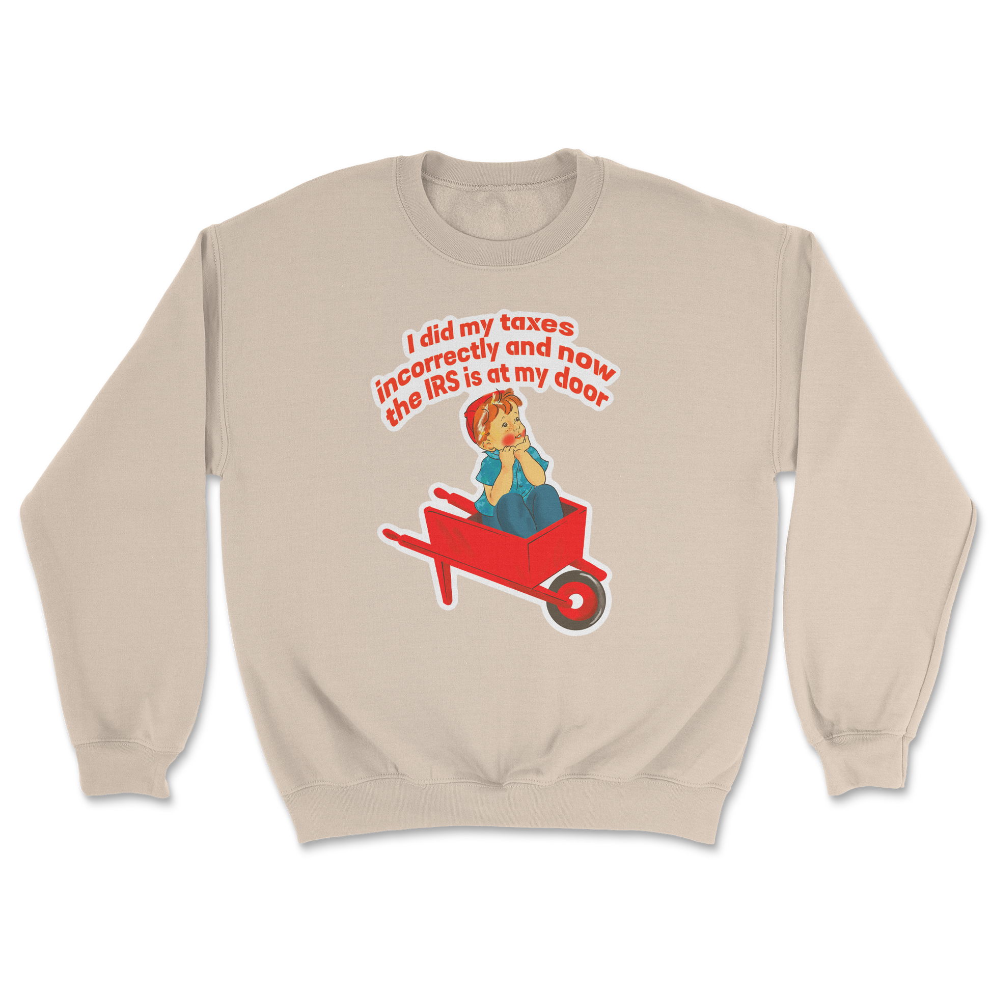 Heavy Blend Crew Neck Here Comes the IRS in Sand