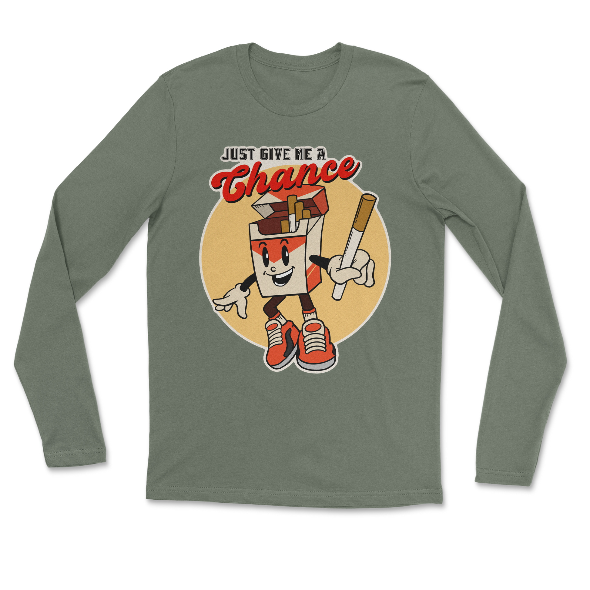 Heavy Blend Long Sleeve Vintage Cigarette in Military Green