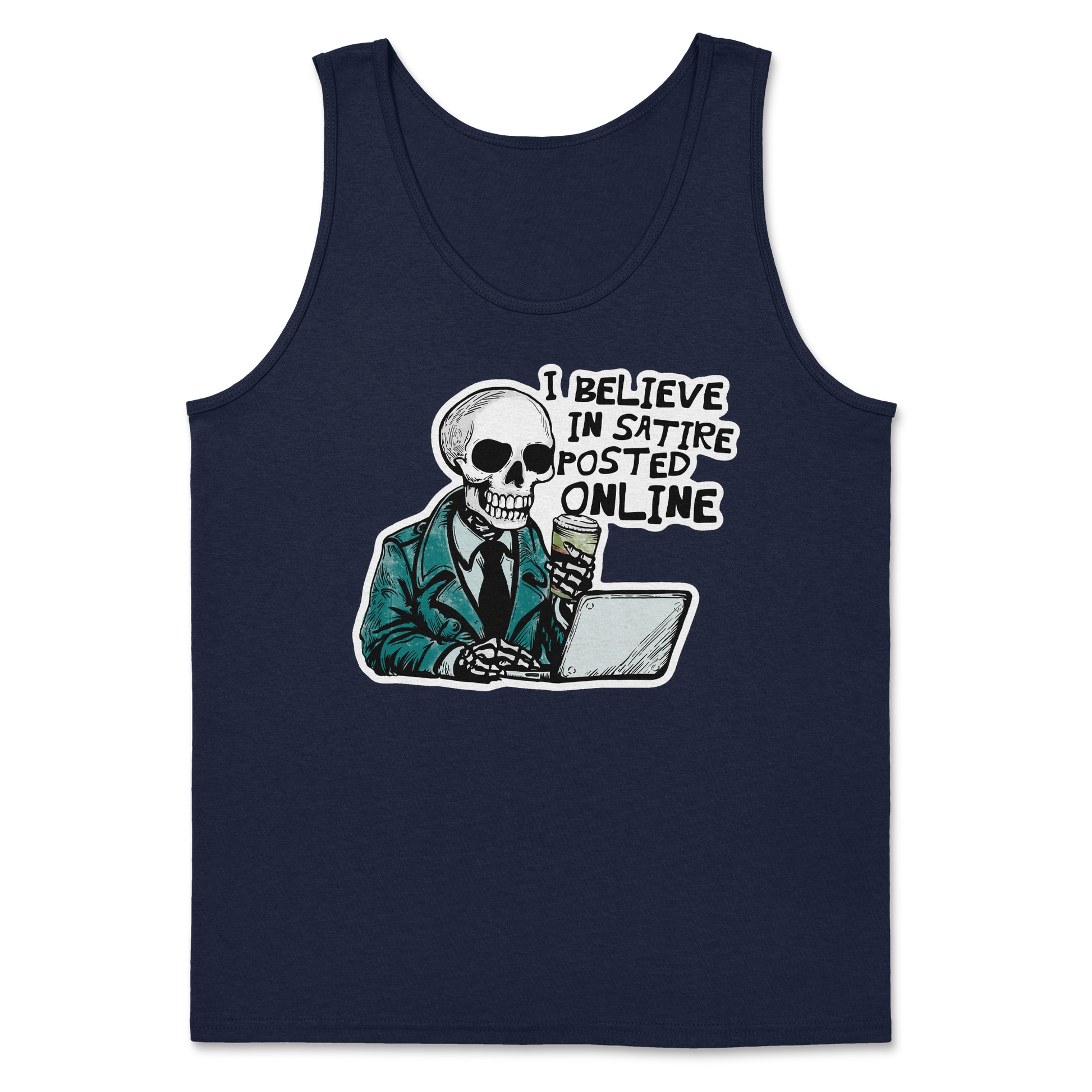 Heavy Blend Tank Top Believe in Satire in Navy