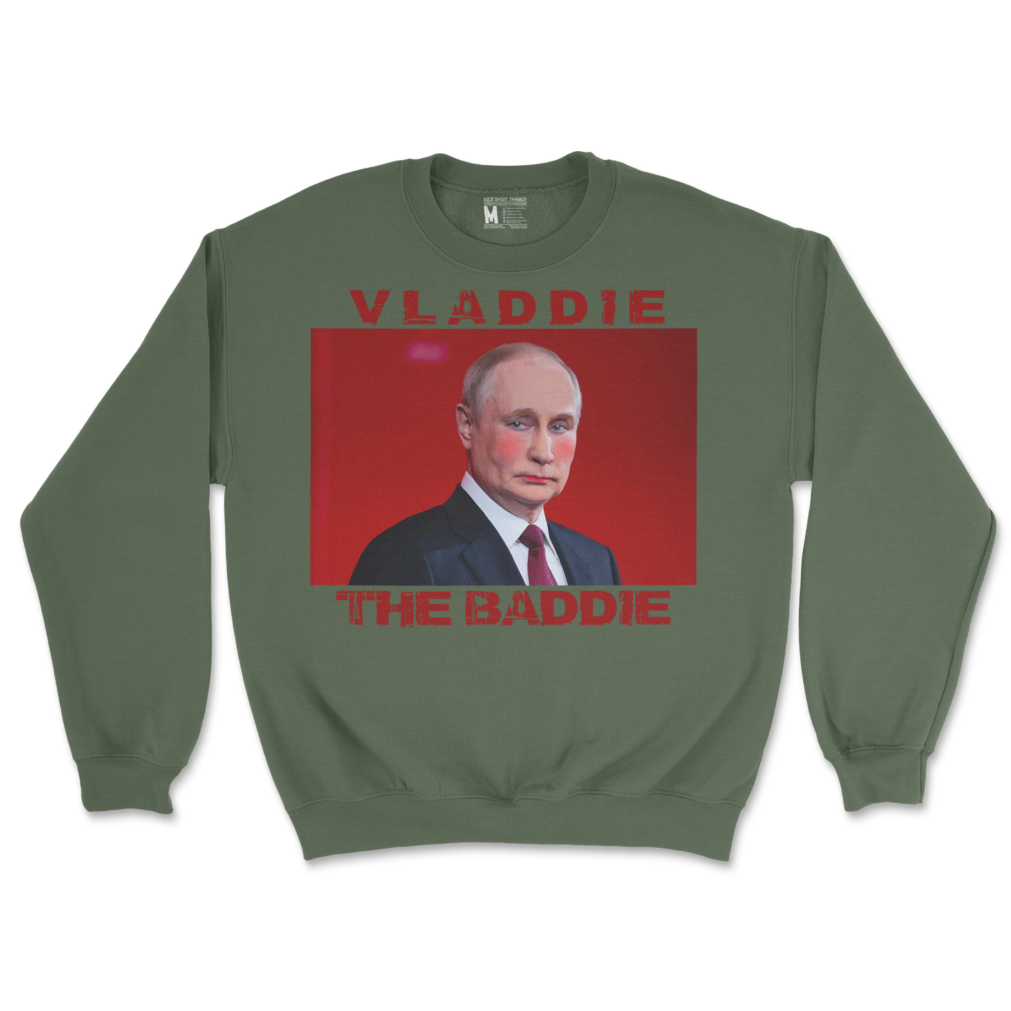 Gildan SoftStyle Crew Neck Vladdie The Baddie in Military Green