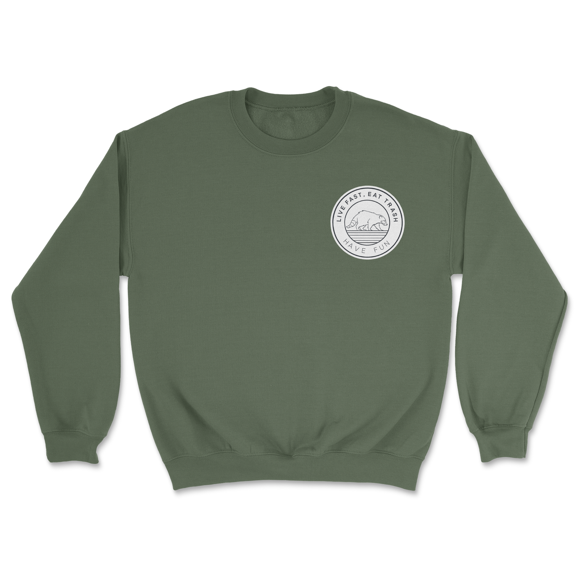 Heavy Blend Crew Neck Raccoon Logo  in Military-Green
