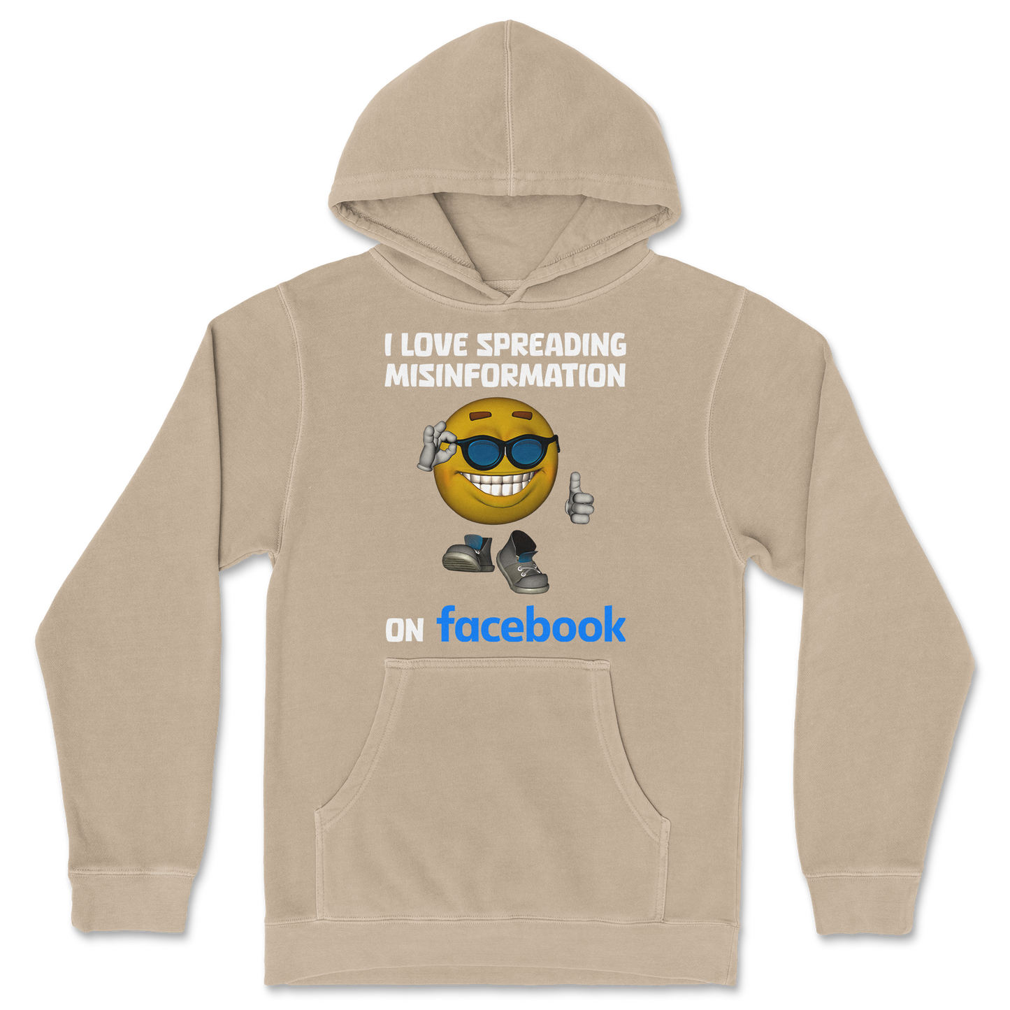 Independent Clothing Co. Hoodie Spreadin Misinformation in Sandstone