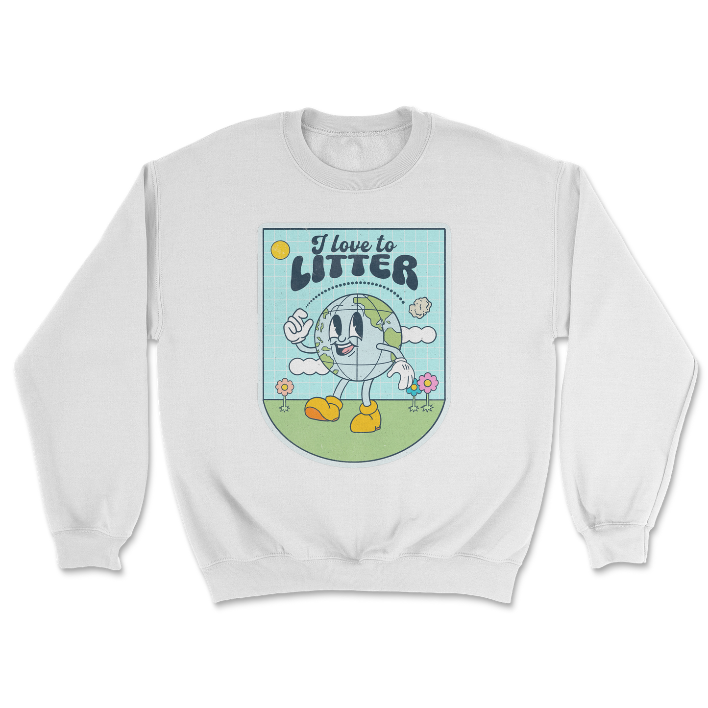 Heavy Blend Crew Neck Earth Day in White