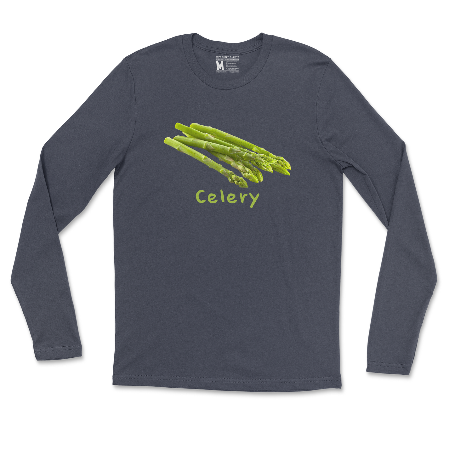 Gildan SoftStyle Long Sleeve Celery in Navy