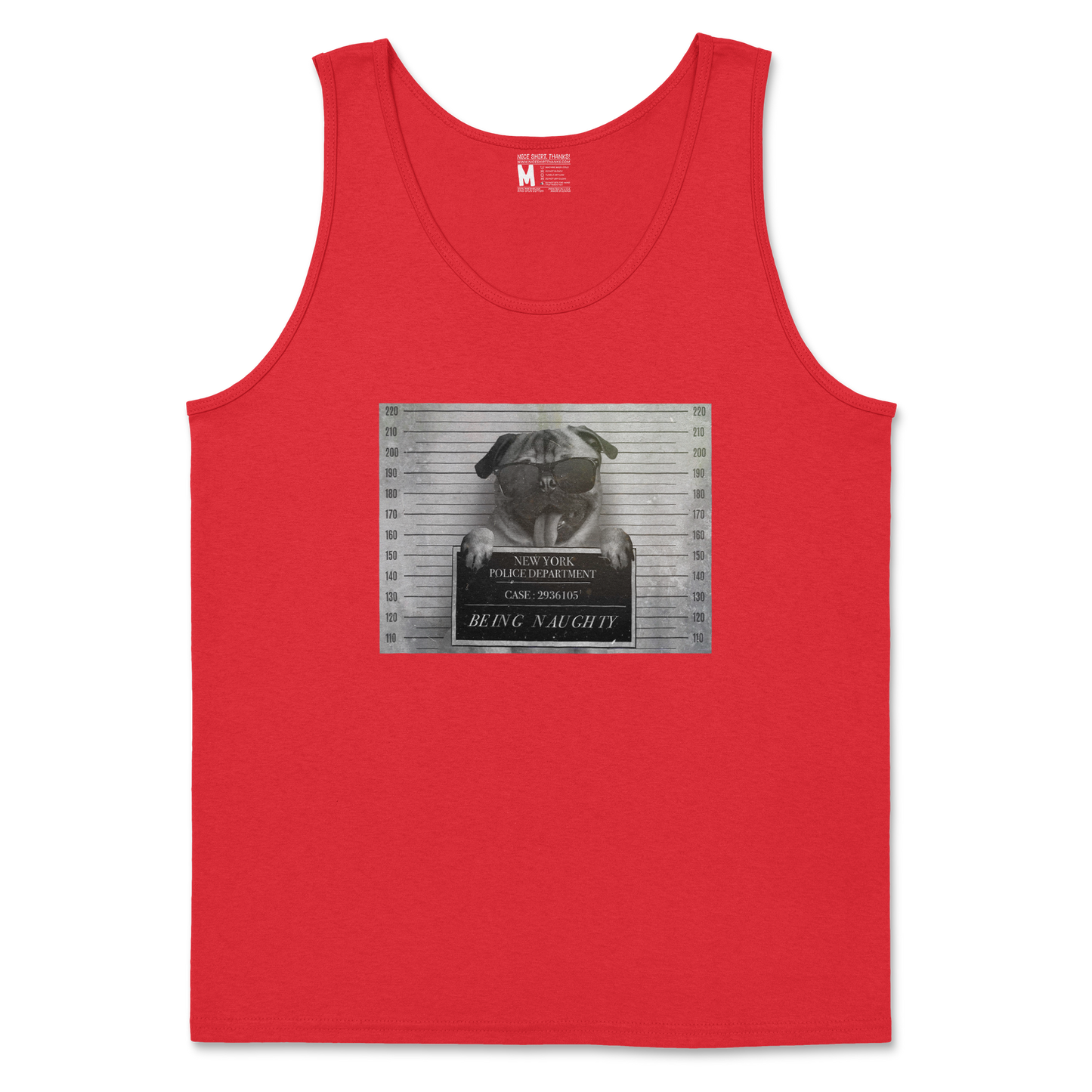 Gildan SoftStyle Tank Top Naughty Pug in Red