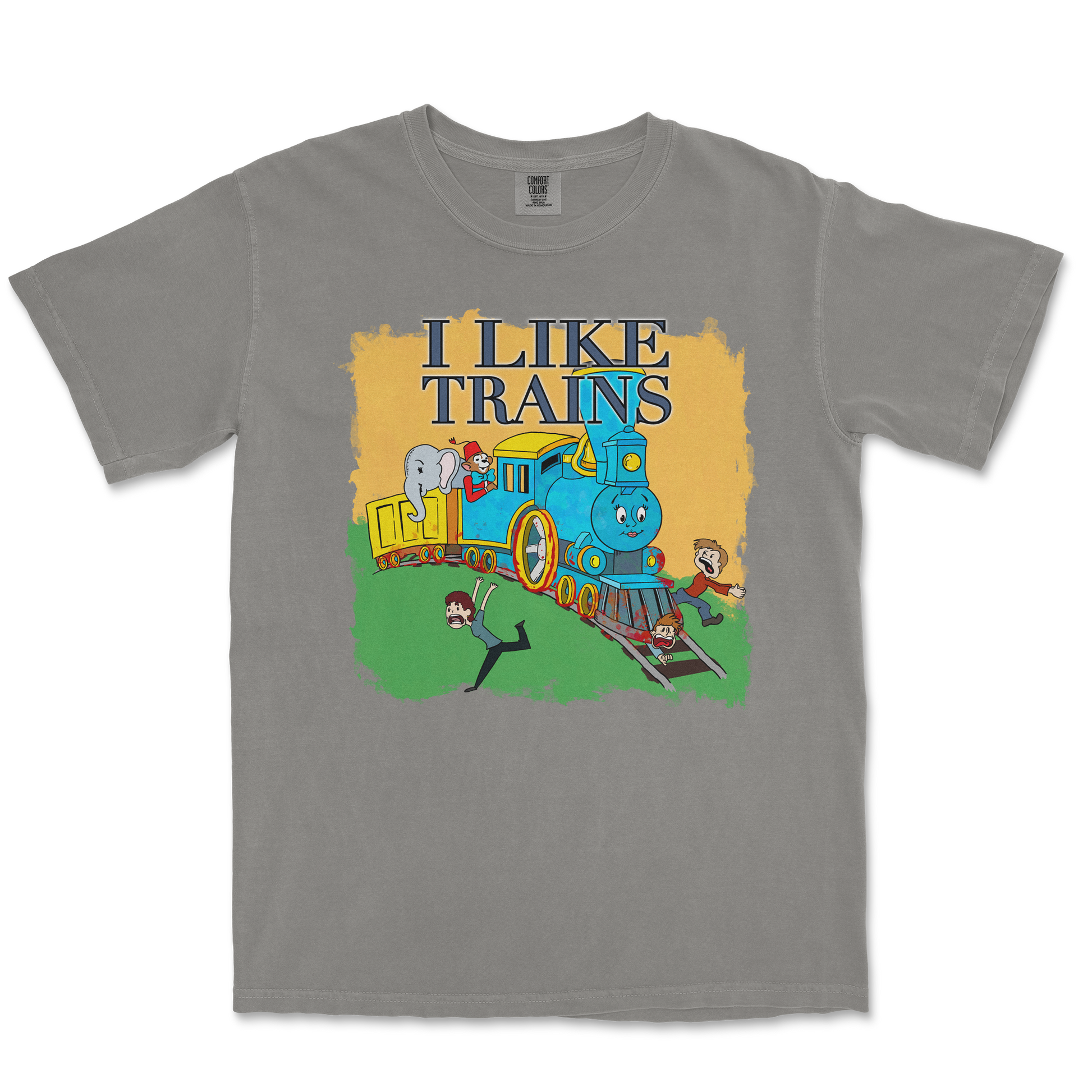 Comfort Colors T-Shirt I Like Trains in Grey