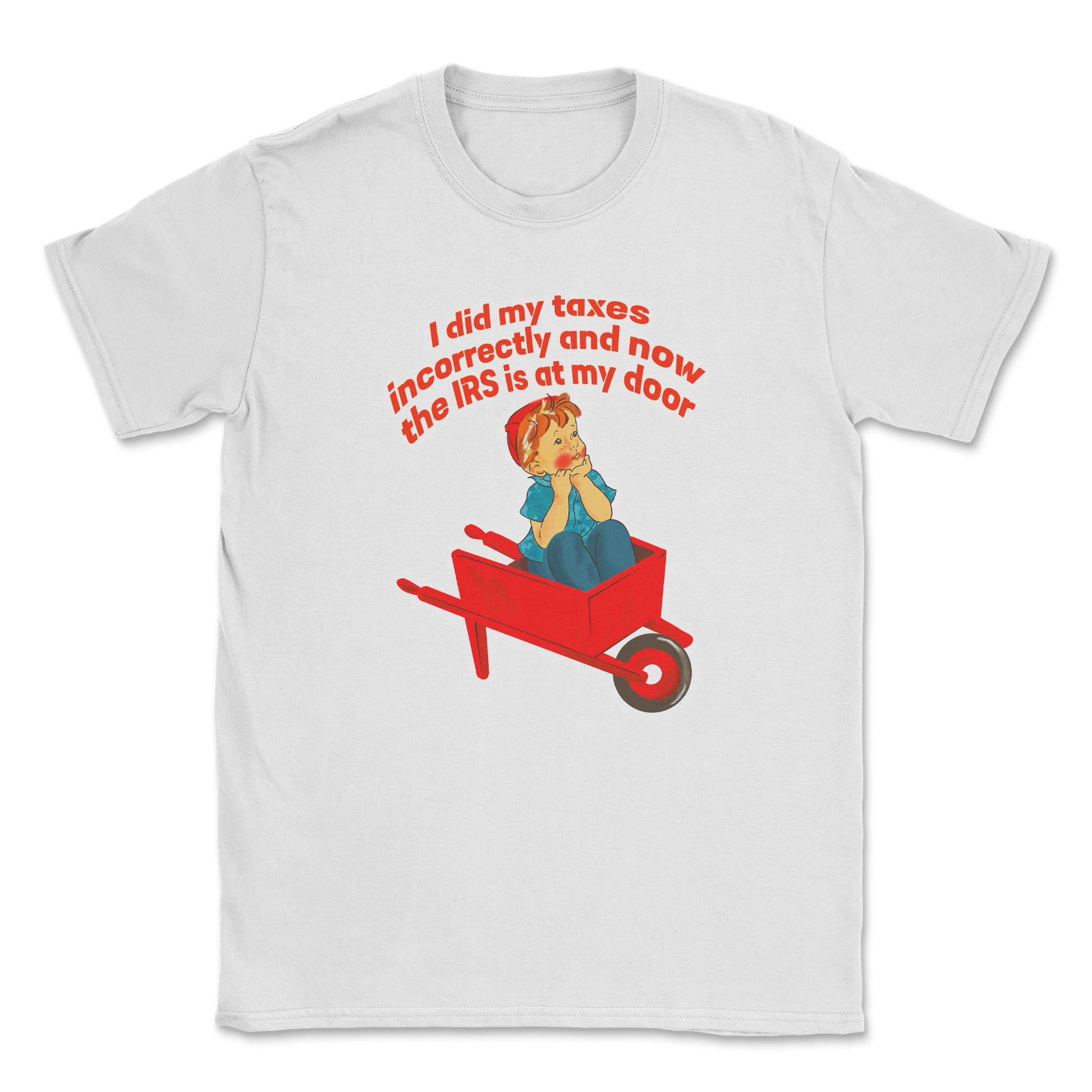 Heavy Blend T-Shirt Here Comes the IRS in White