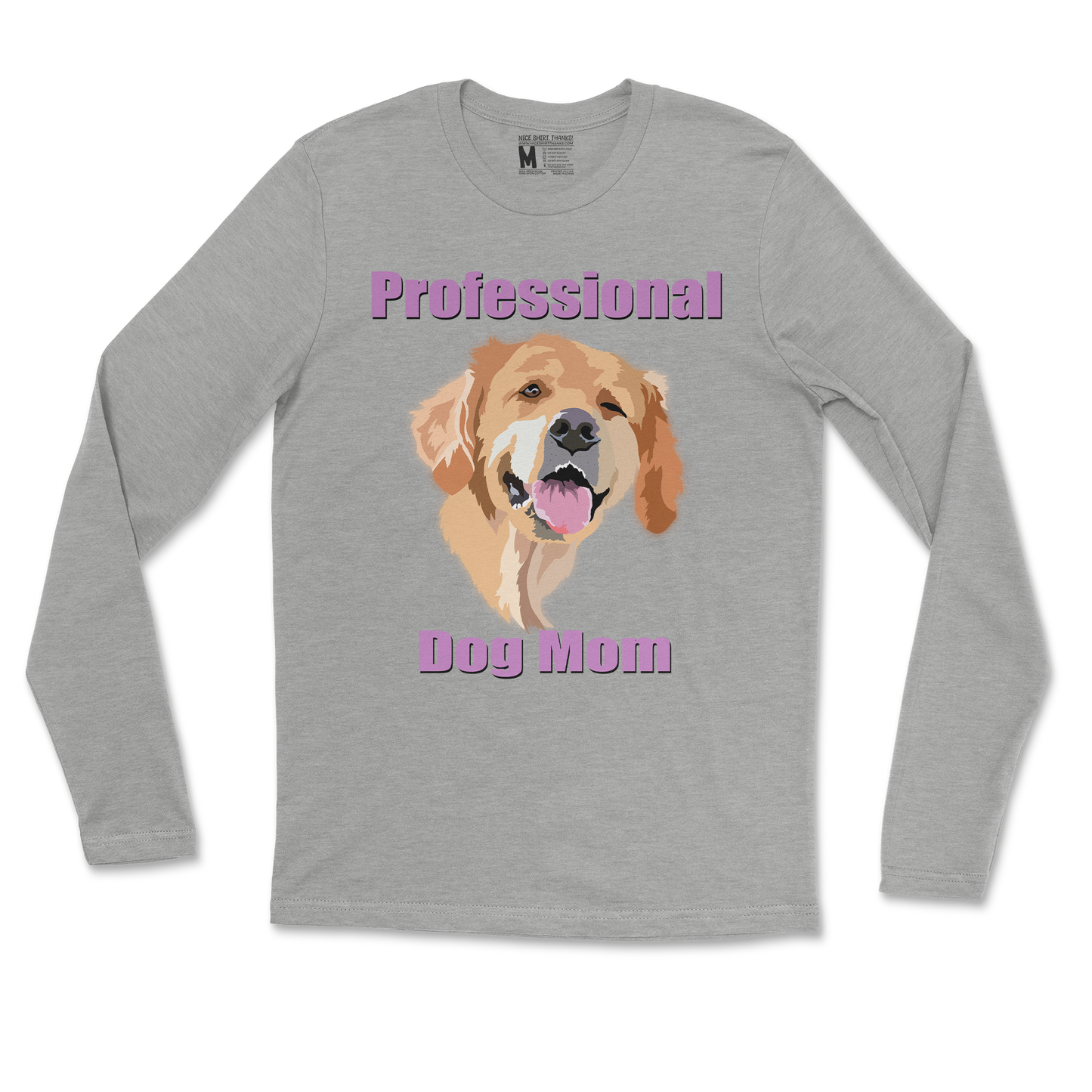 Gildan SoftStyle Long Sleeve Dog Mom in Sports Grey