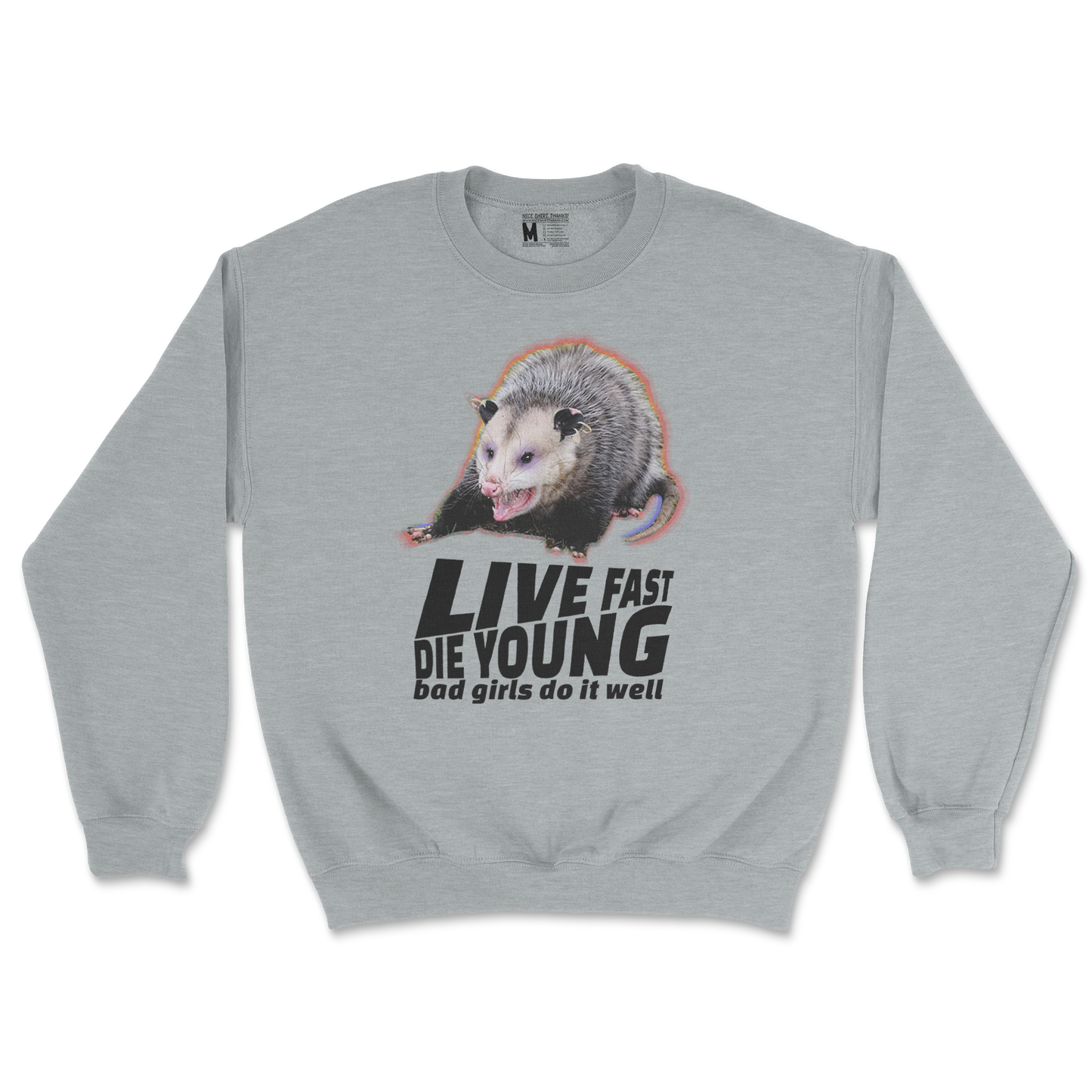 Gildan SoftStyle Crew Neck Live Fast Die Young in Sports Grey