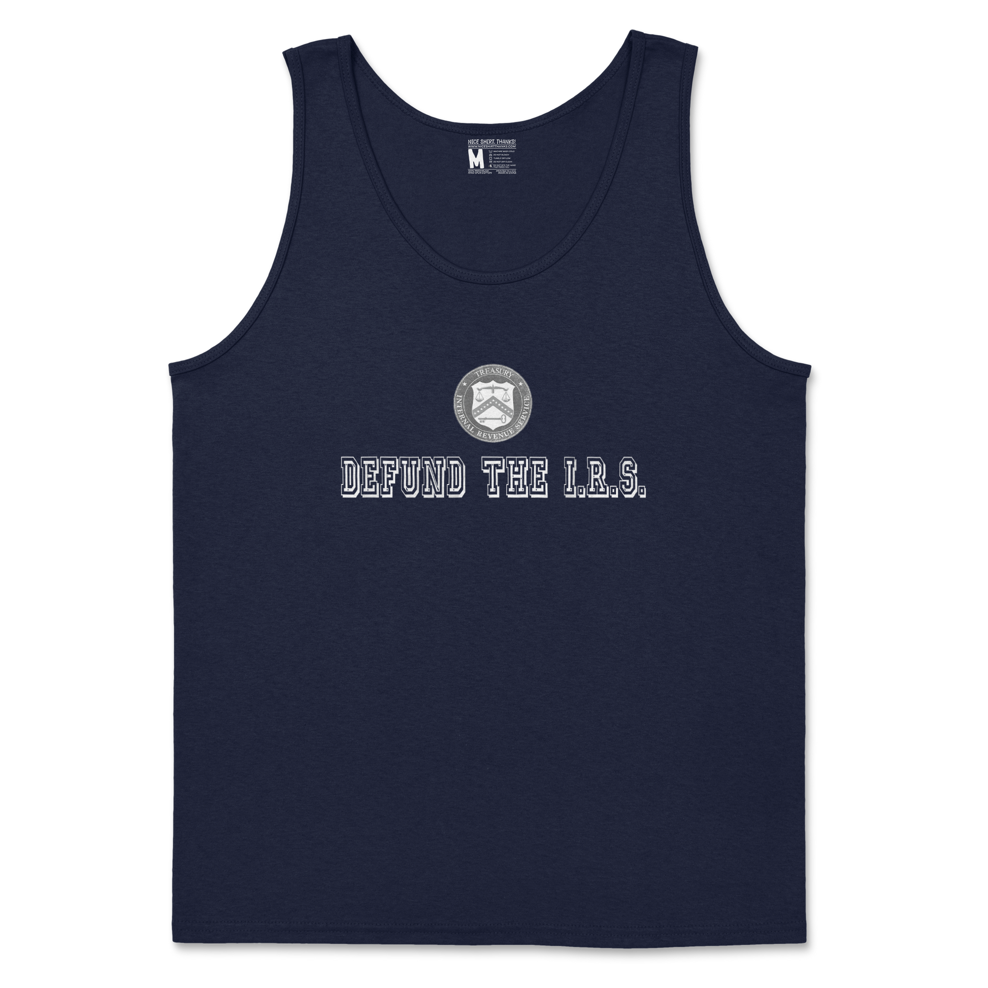 Gildan SoftStyle Tank Top Defund The I.R.S. in Navy