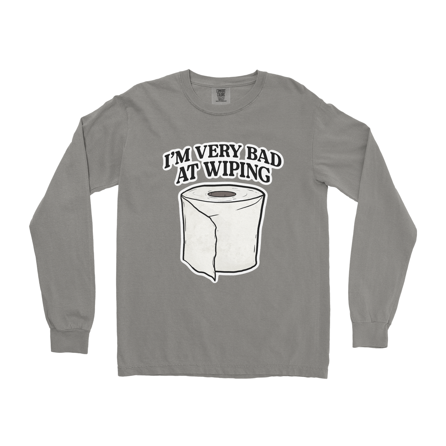 Comfort Colors Long Sleeve Bad Wiper in Grey