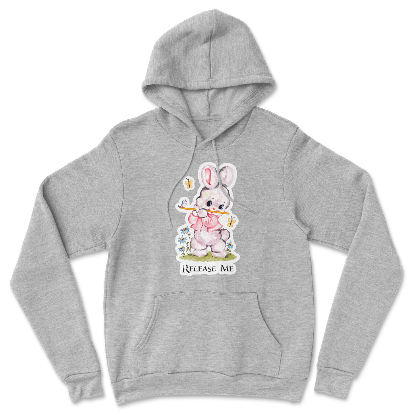 Heavy Blend Hoodie Cute Bunny in Grey Heather