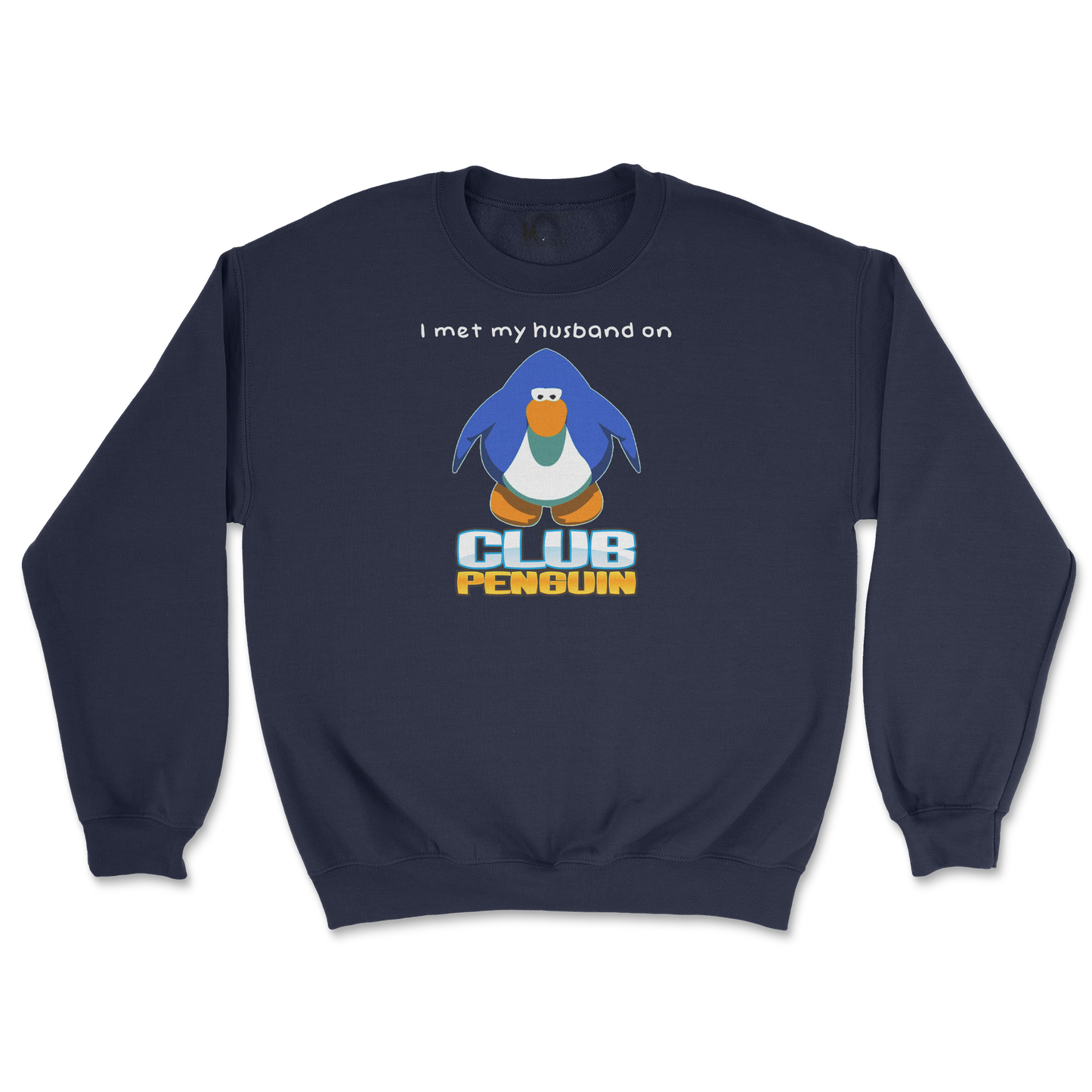 Gildan SoftStyle Crew Neck Club Penguin Husband  in Navy