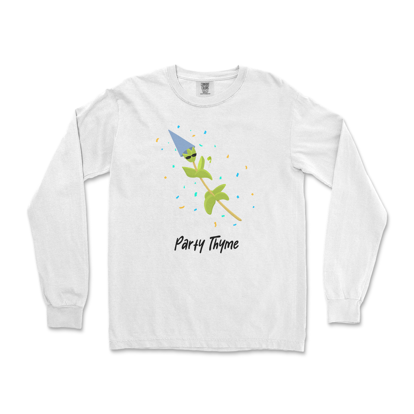 Comfort Colors Long Sleeve Party Thyme in White
