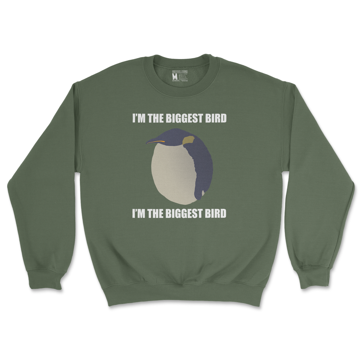 Gildan SoftStyle Crew Neck I Am The Biggets Bird in Military Green