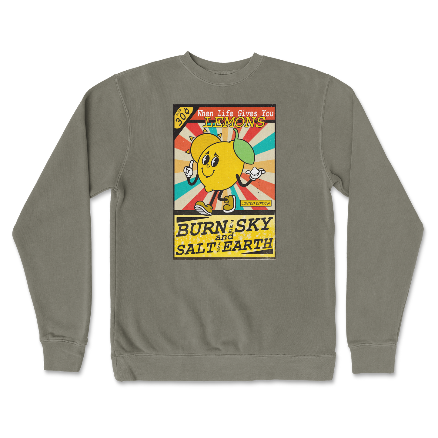 Independent Clothing Co. Crew Neck Life Gives You Lemons in Army
