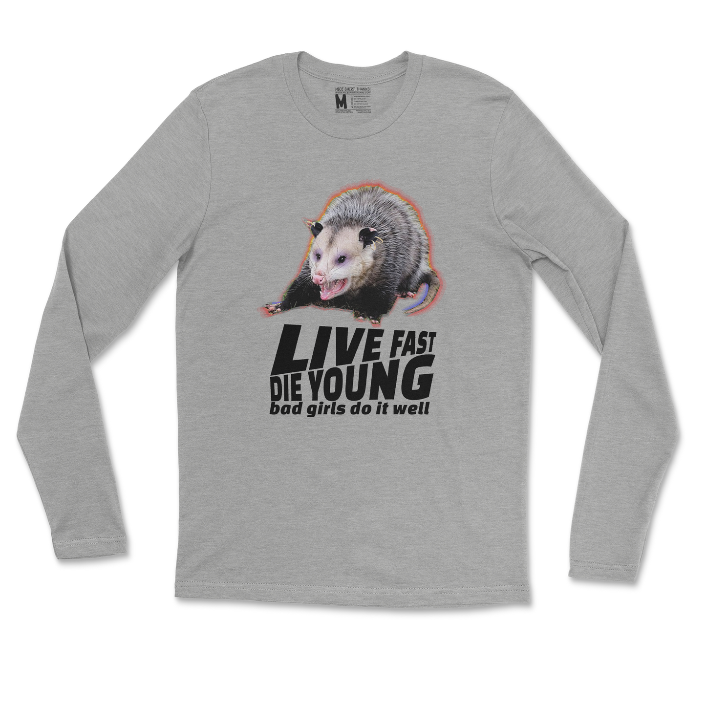Gildan SoftStyle Long Sleeve Live Fast Die Young in Sports Grey