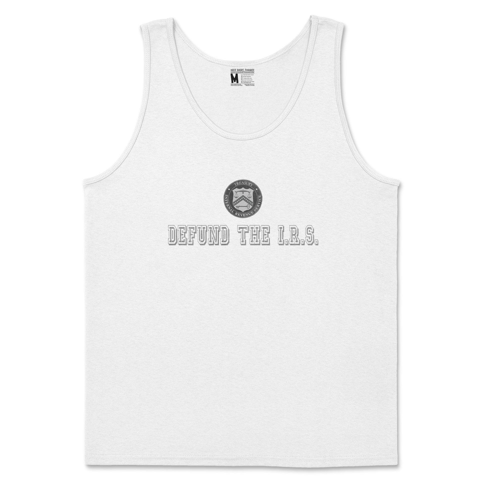 Gildan SoftStyle Tank Top Defund The I.R.S. in White