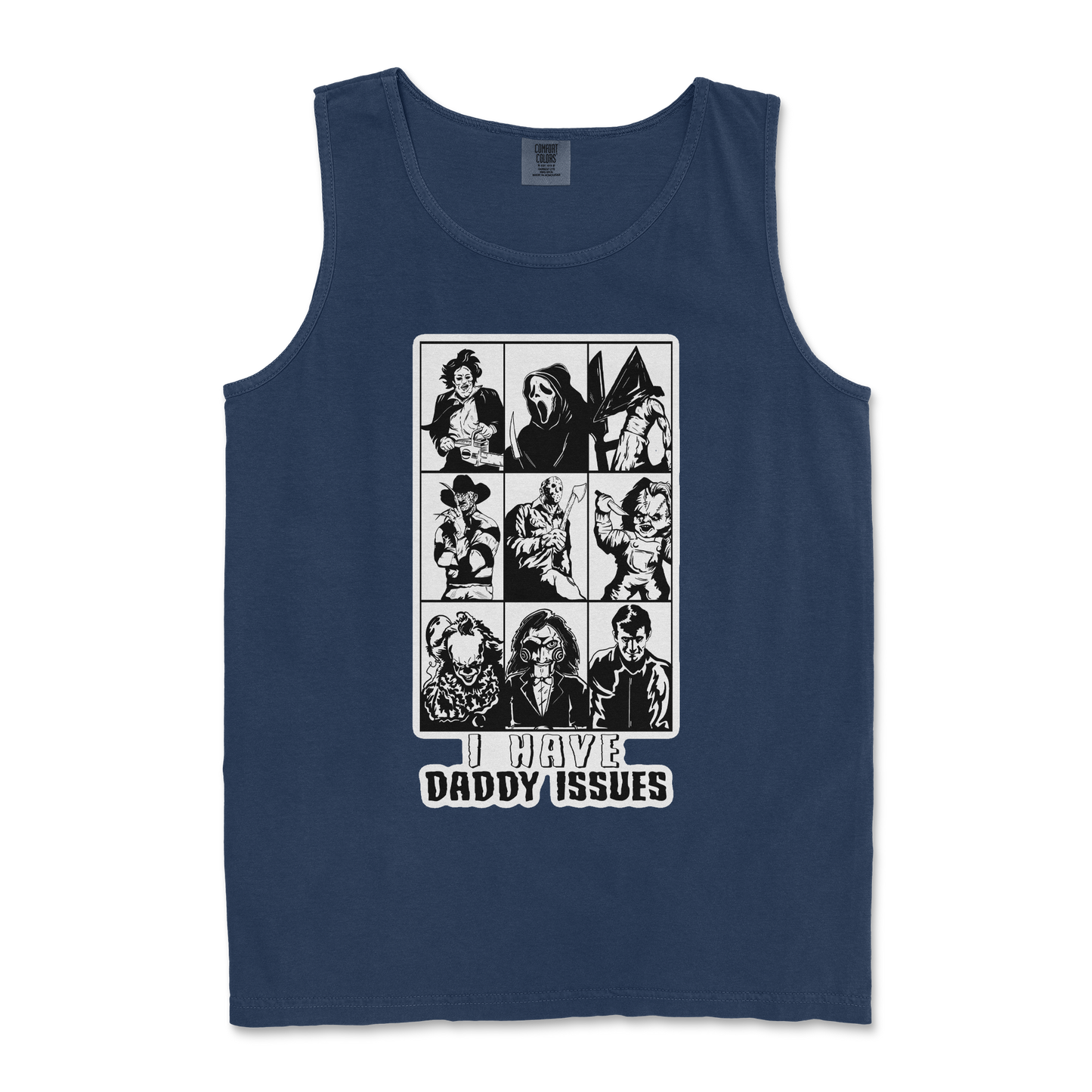 Comfort Colors Tank Top Daddy Issues in True-Navy