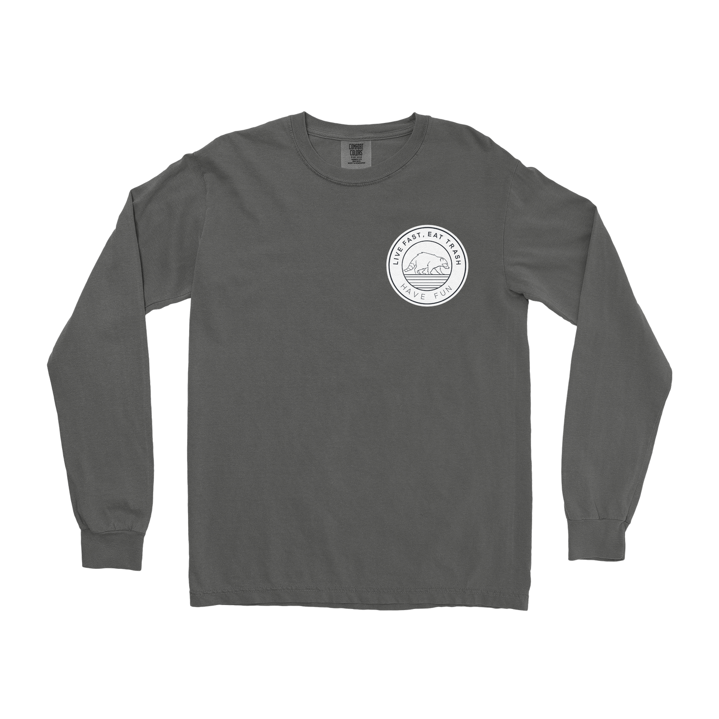 Comfort Colors Long Sleeve Raccoon Logo  in Pepper