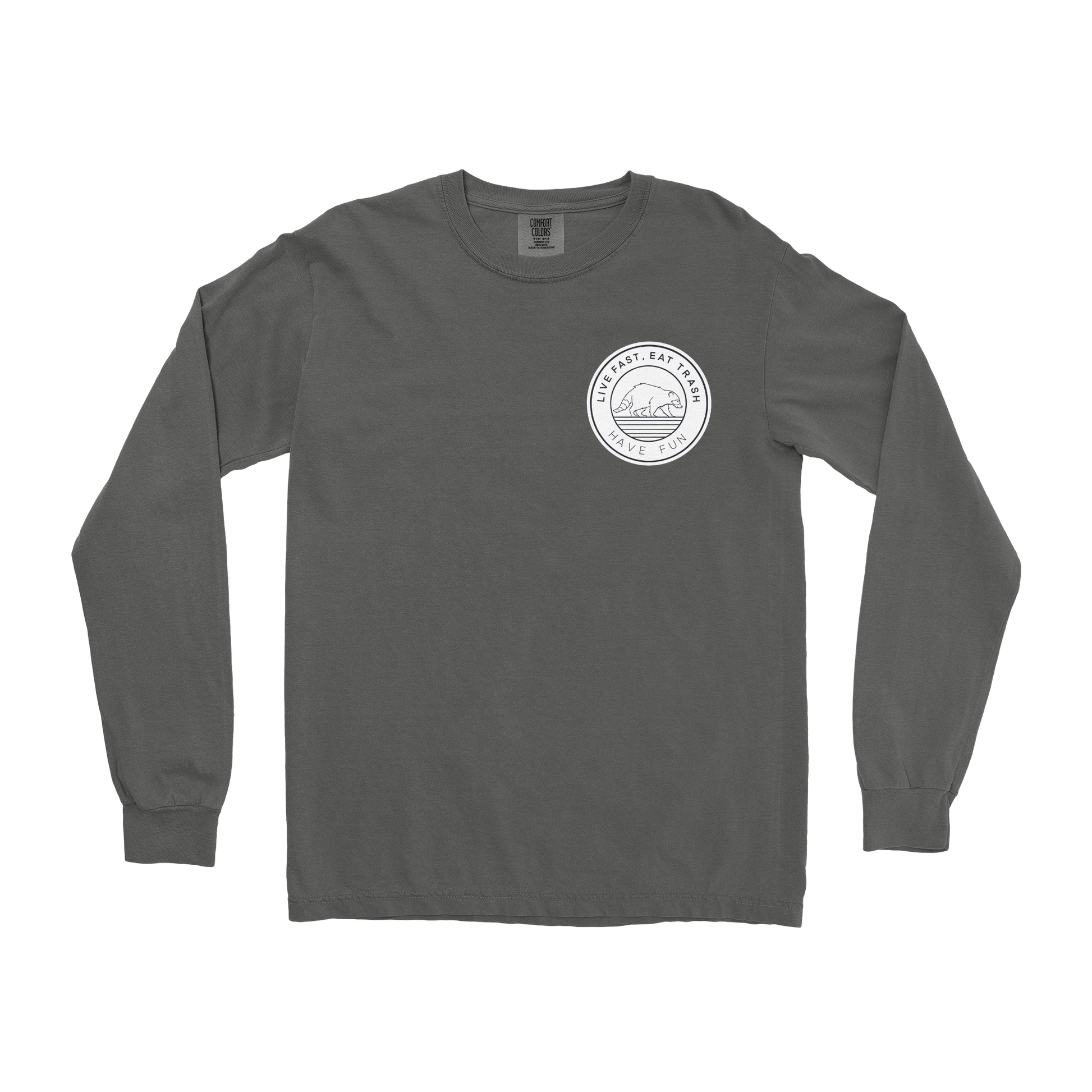 Comfort Colors Long Sleeve Raccoon Logo  in Pepper