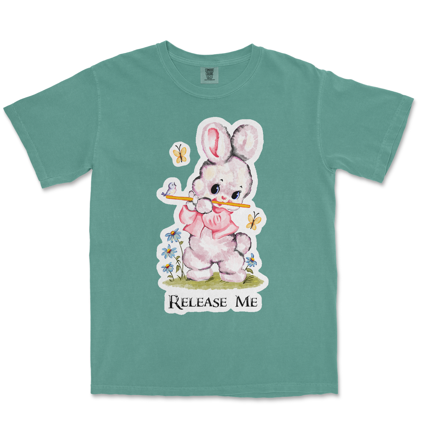 Comfort Colors T-Shirt Cute Bunny in Light Green