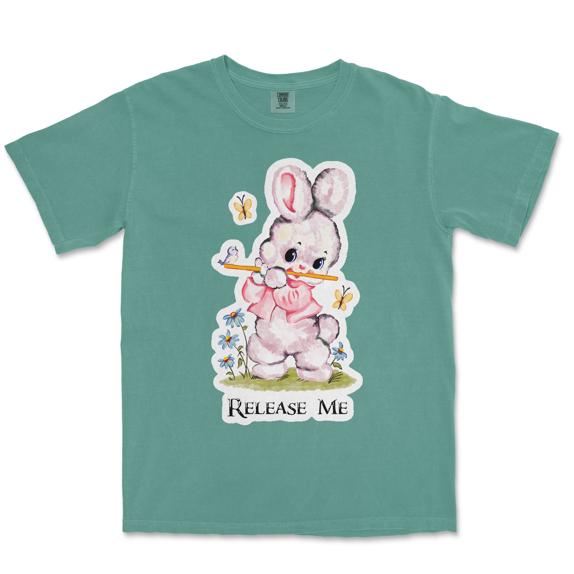 Comfort Colors T-Shirt Cute Bunny in Light Green