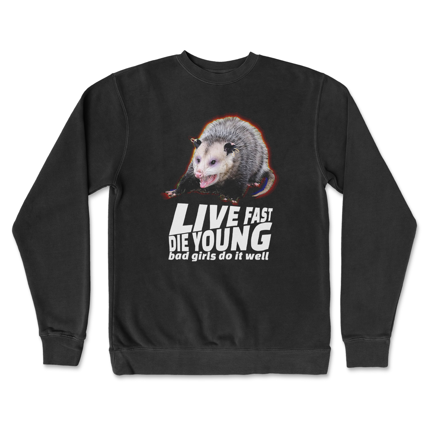 Independent Clothing Co. Crew Neck Live Fast Die Young in Black