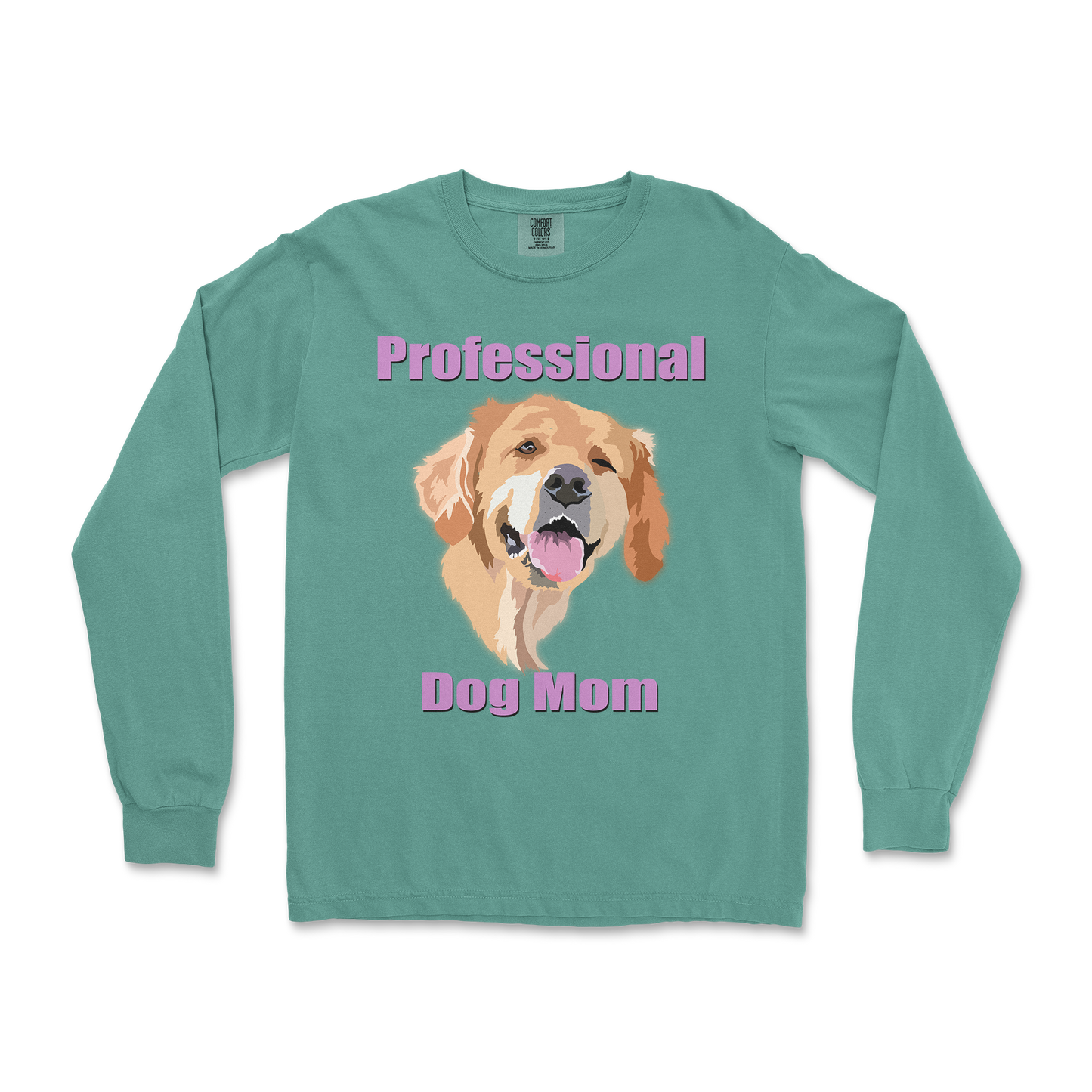 Comfort Colors Long Sleeve Dog Mom in LightGreen