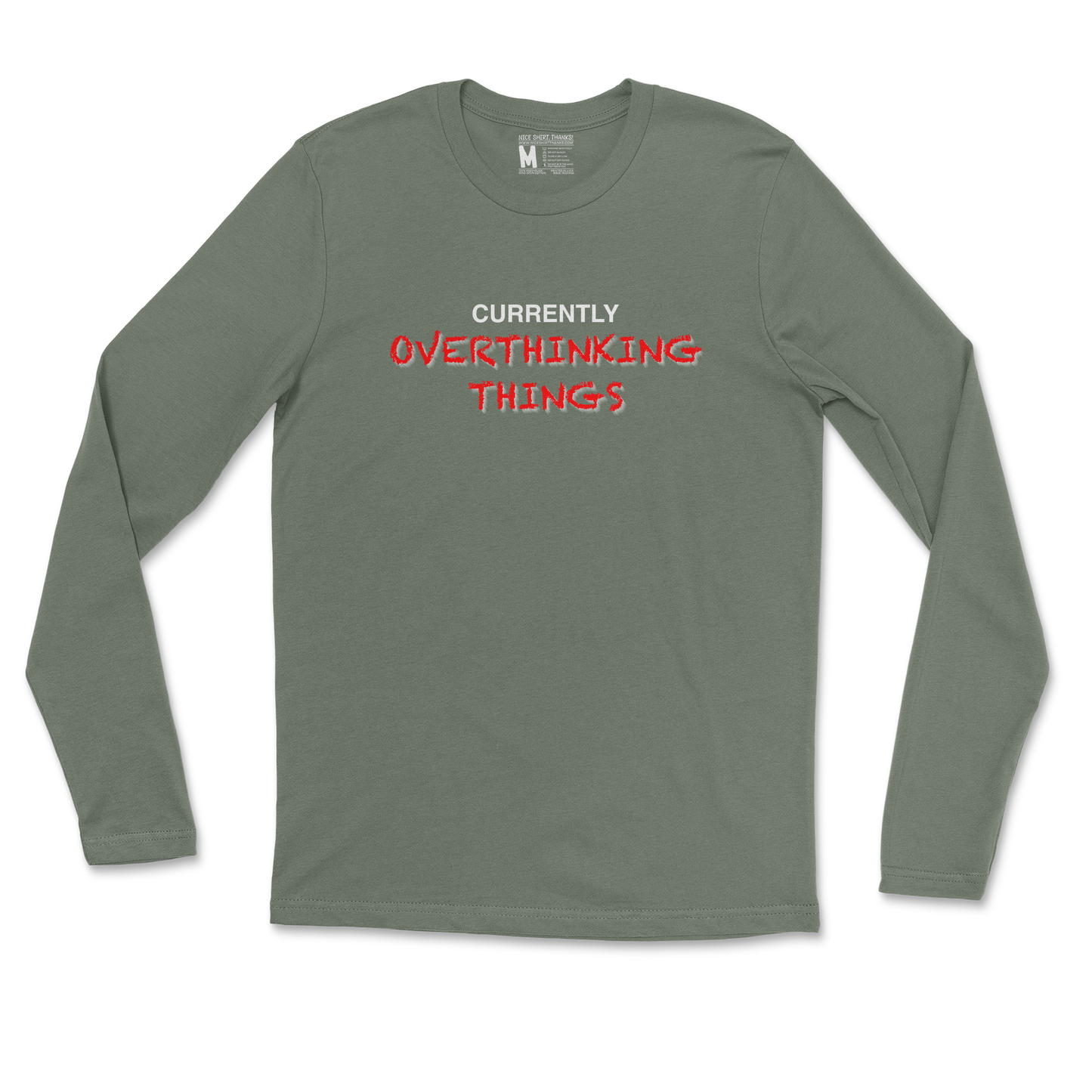 Gildan SoftStyle Long Sleeve For Our Lil Overthinker in Military Green