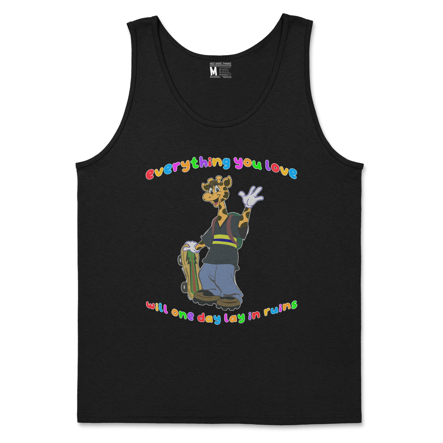 Gildan SoftStyle Tank Top Jerry the Giraffe in Black