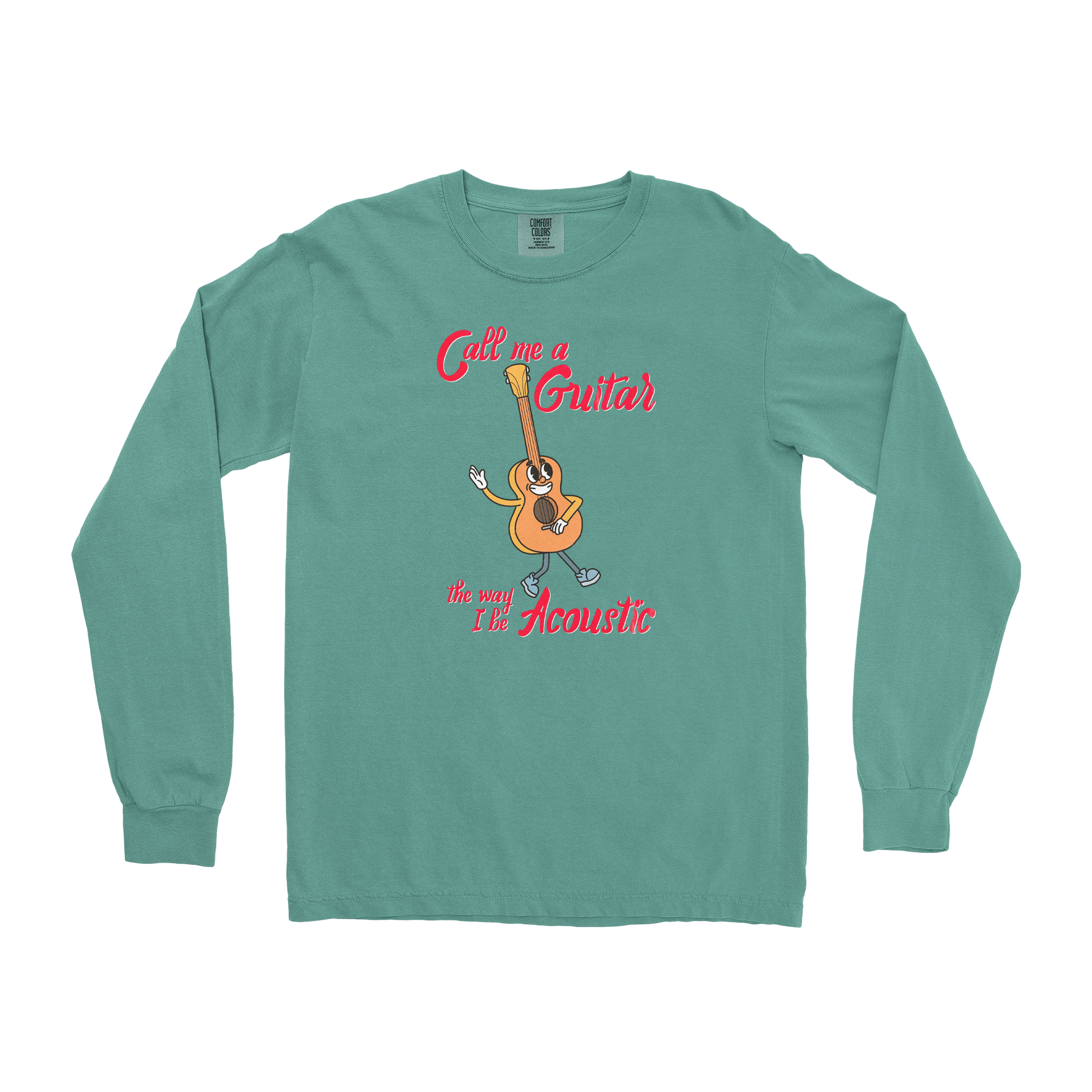 Comfort Colors Long Sleeve I Do Be Acoustic  in Light-Green