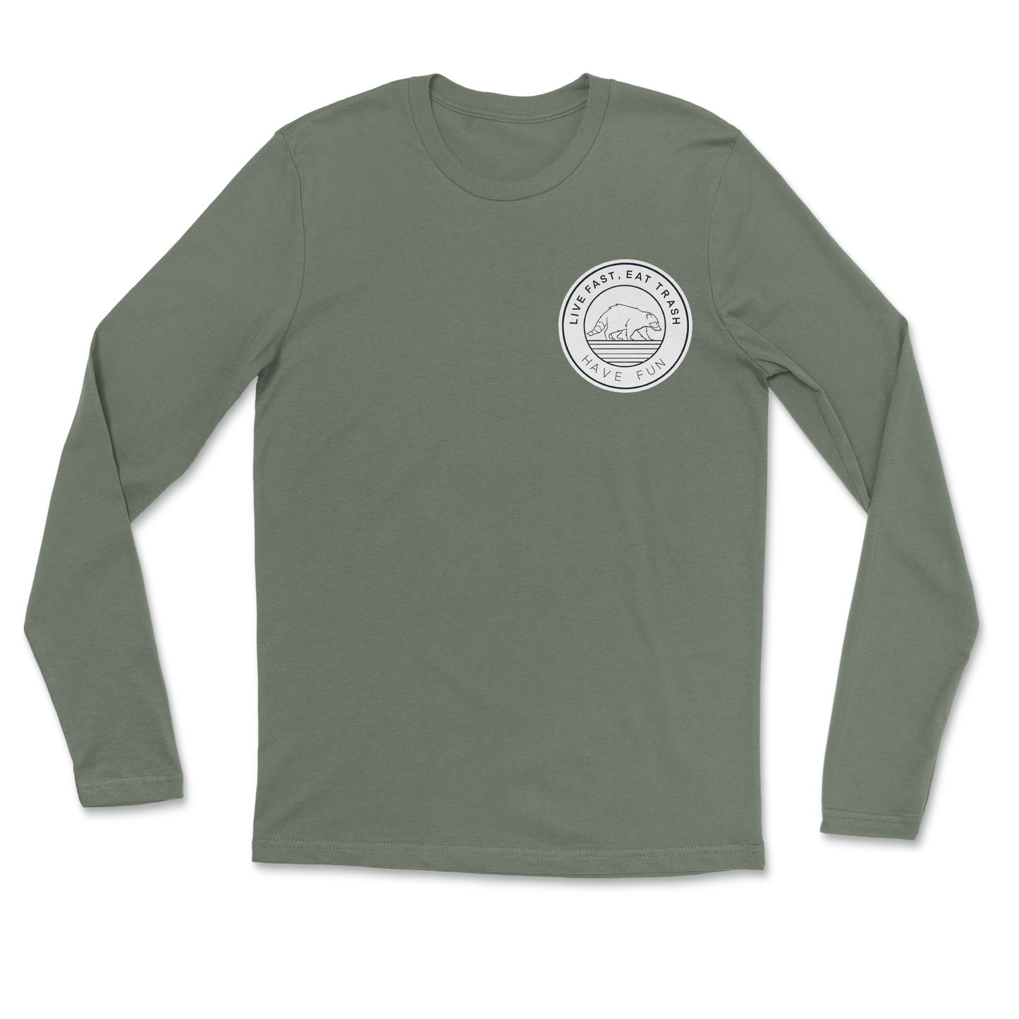 Heavy Blend Long Sleeve Raccoon Logo in Military-Green